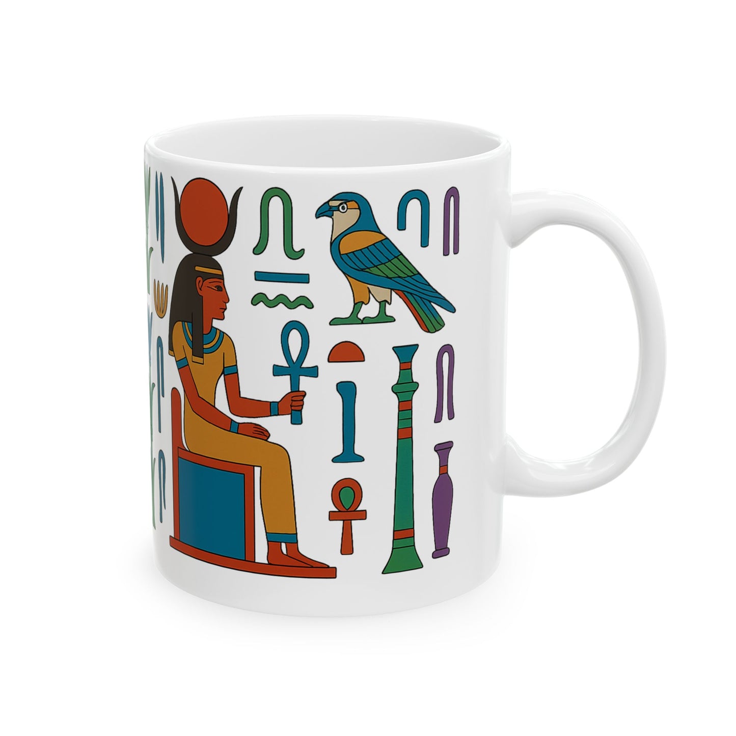 Egyptian-Inspired Ceramic Mug, Perfect Gift for Tea Lovers, Unique Kitchen Decor, Ideal for Birthdays, Special Occasions, Collectibles, Egyptian