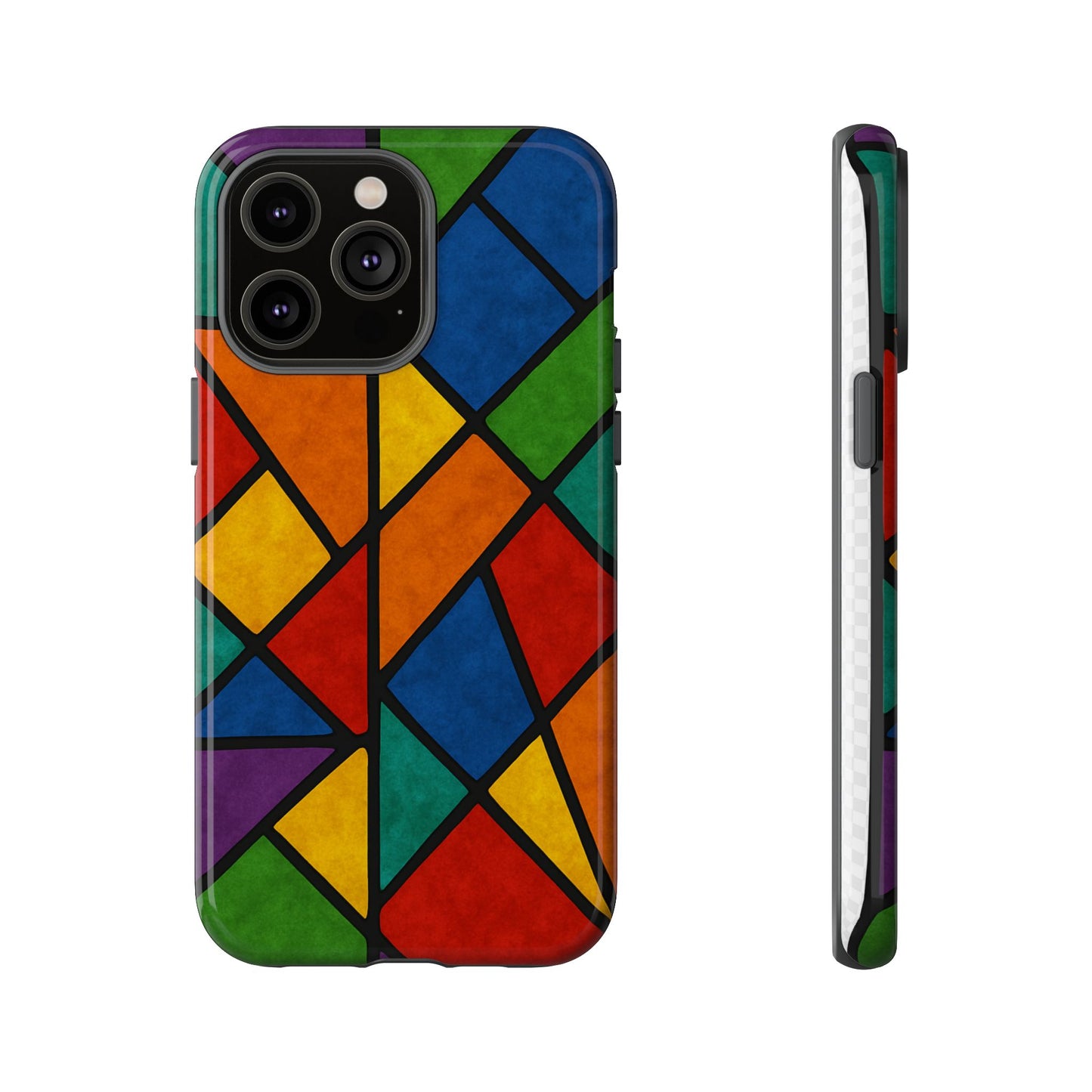 Colorful Phone Case, Stained Glass Pattern, Artistic Phone Cover, Unique Smartphone Protection, Vibrant Gift for All Occasions