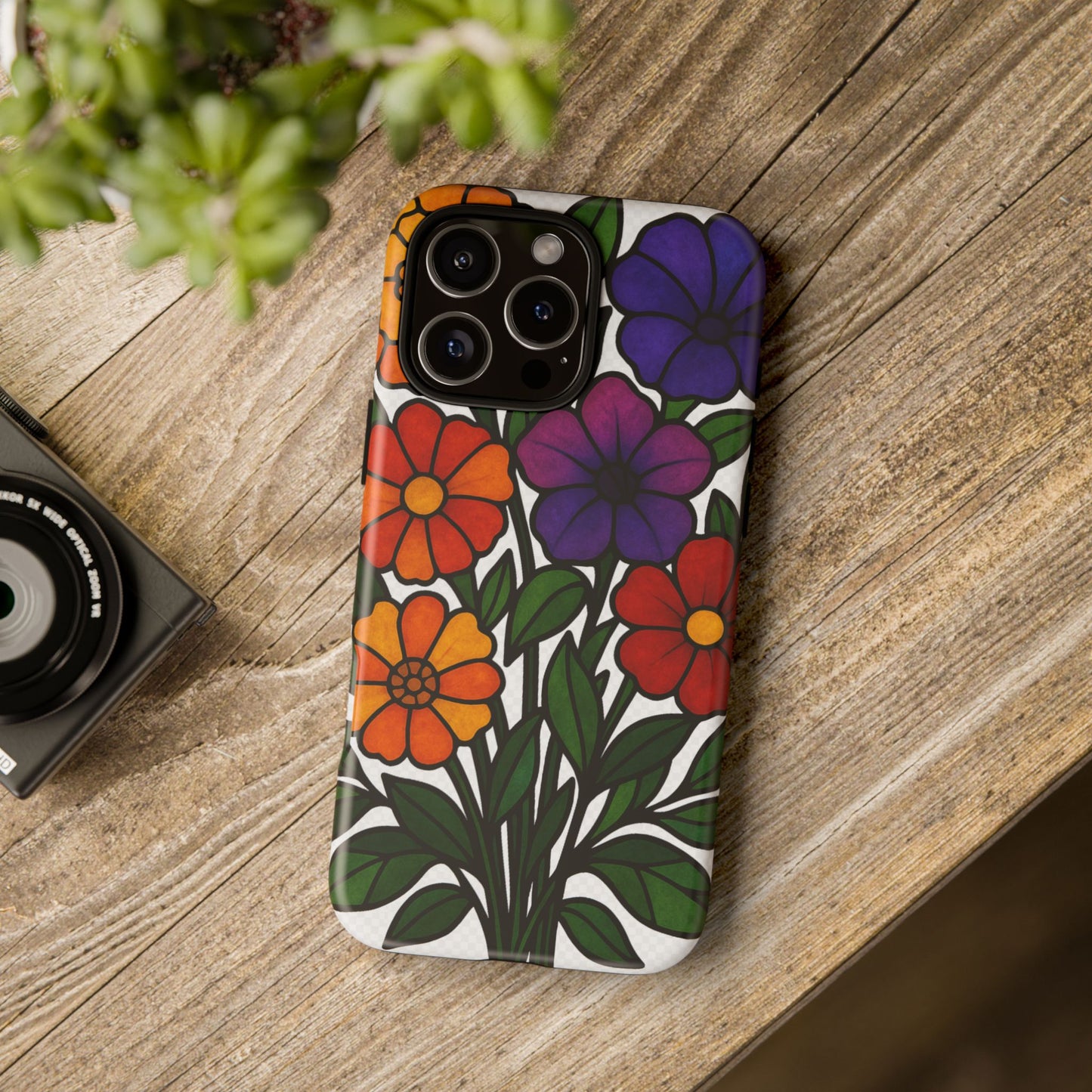 Floral Phone Case, Tough Cases with Colorful Flower Design, Gift for Flower Lovers, Summer Accessories, Trendy Phone Cover