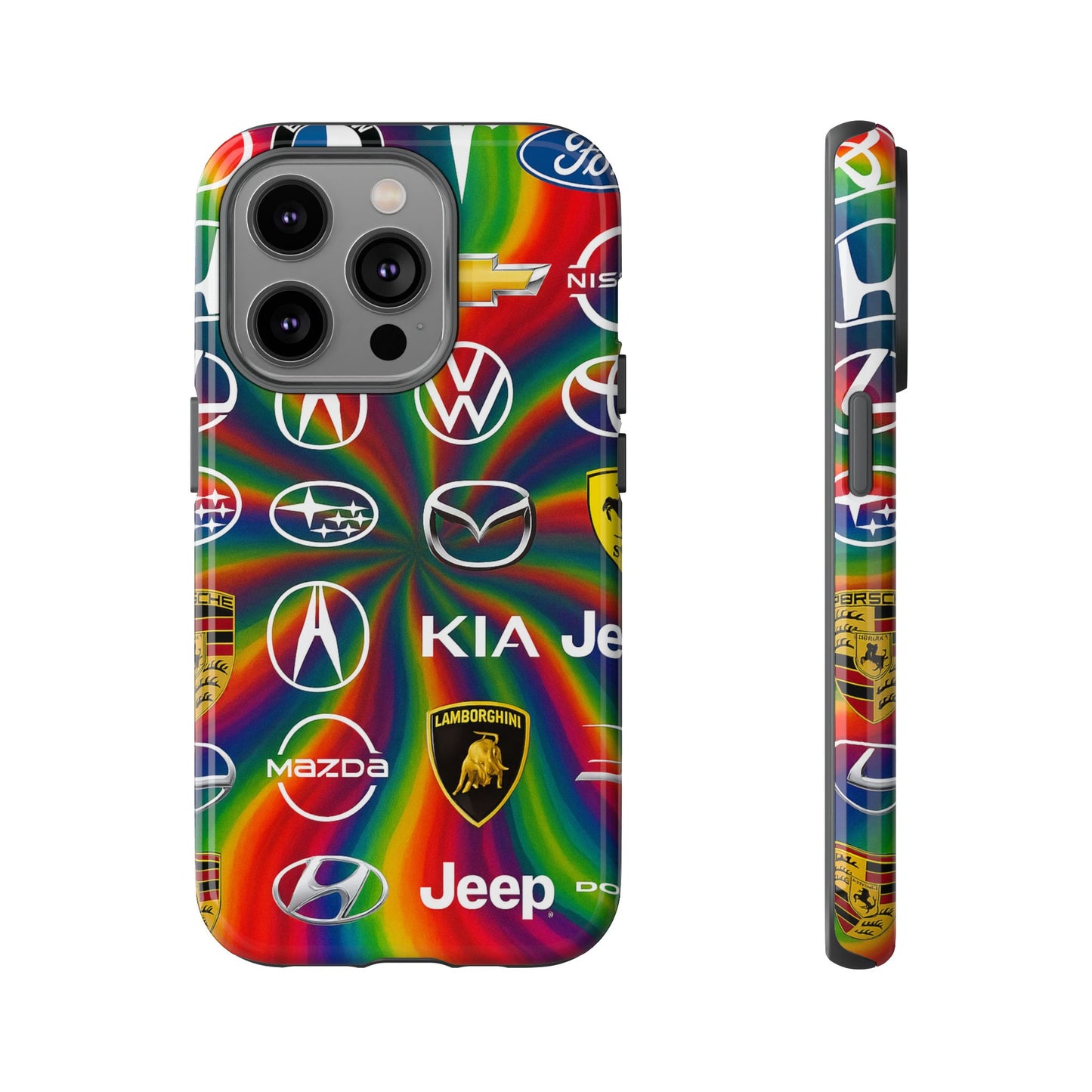Colorful Car Logos Phone Case - Vibrant Tough Cases for Auto Enthusiasts, Unique Gift for Birthdays, Car Events, and Holidays