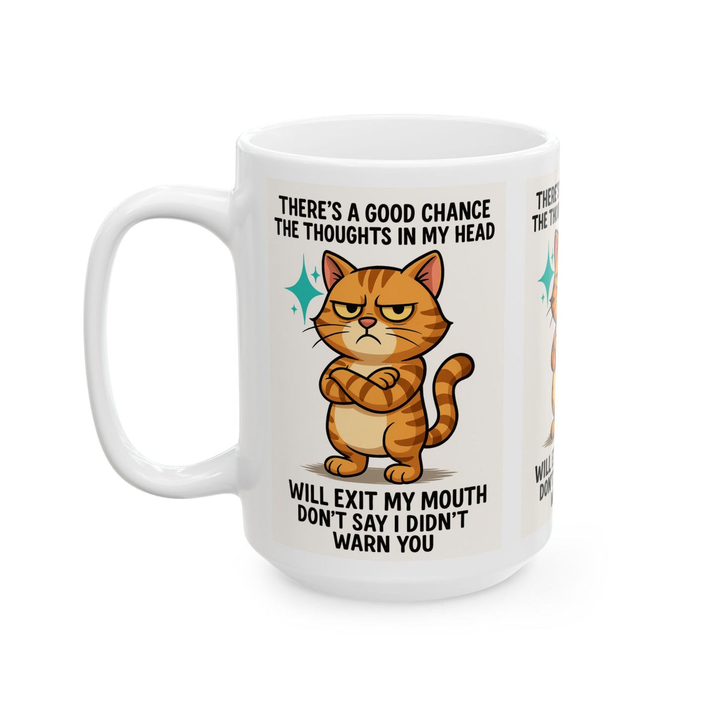 Sassy Cat Ceramic Mug: Quirky Gift for Cat Lovers, Funny Coffee Cup, Unique Birthday Present, Perfect for Pet Owners