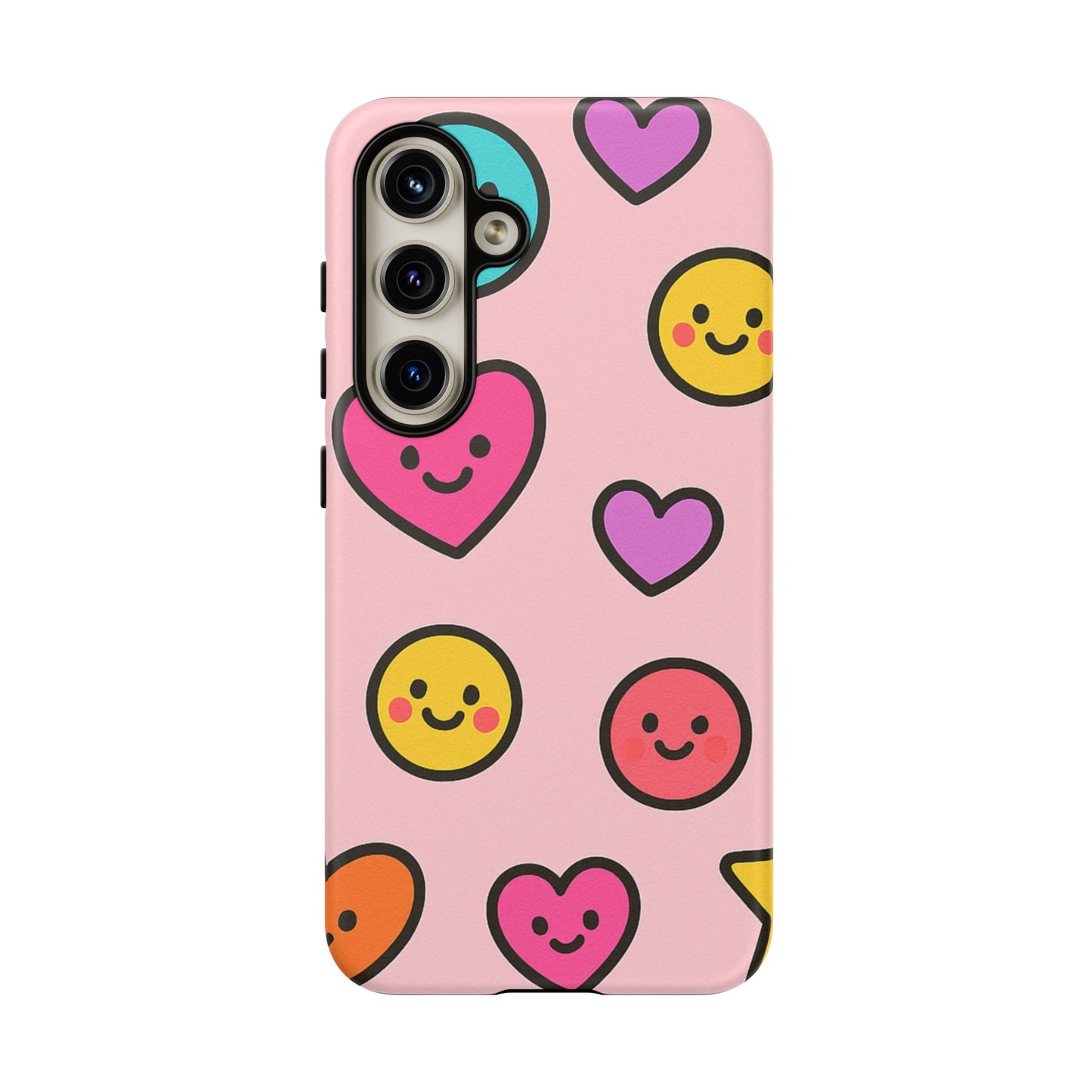 Cute Phone Case with Smiley Faces and Hearts, Fun Gift for Kids and Teens, Cellphone Protector, Birthday Present, Cute Accessories