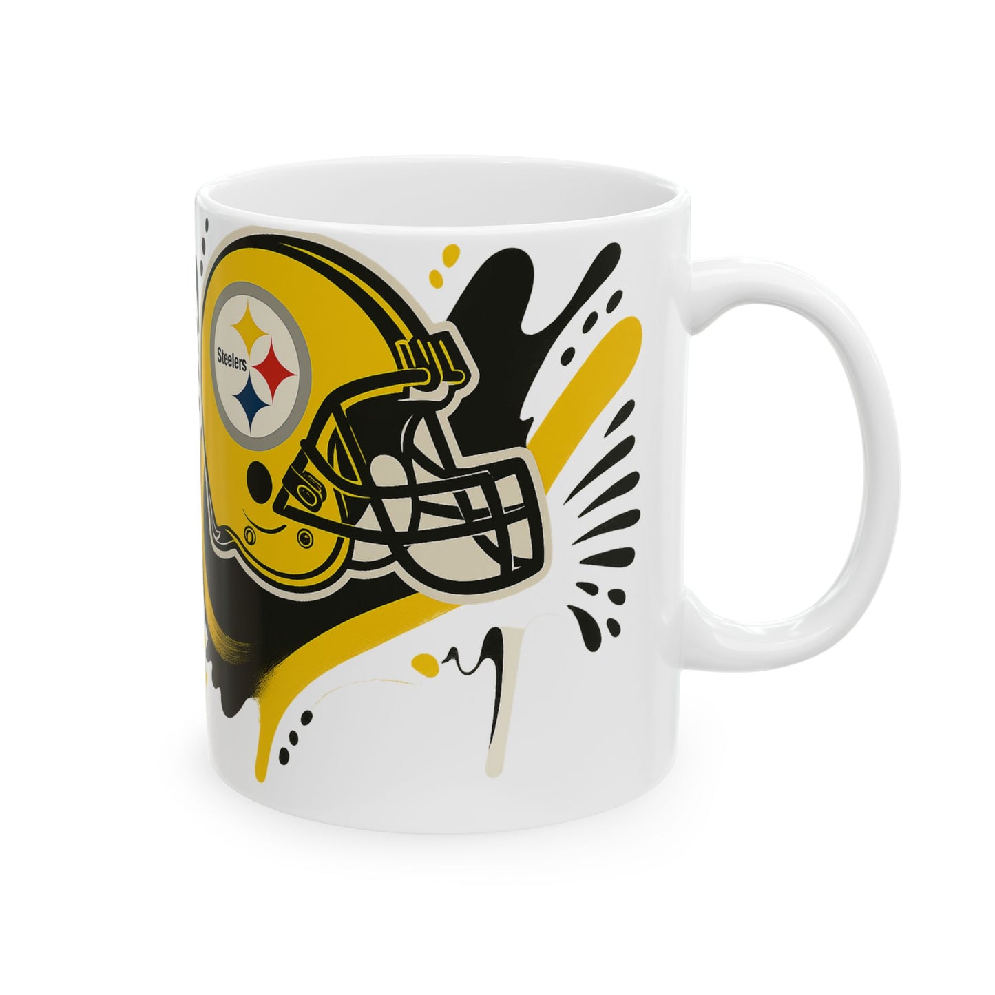 Steelers Football Ceramic Mug, 11oz or 15oz, Gift for Fans, Game Day Coffee Cup, Sports Decor