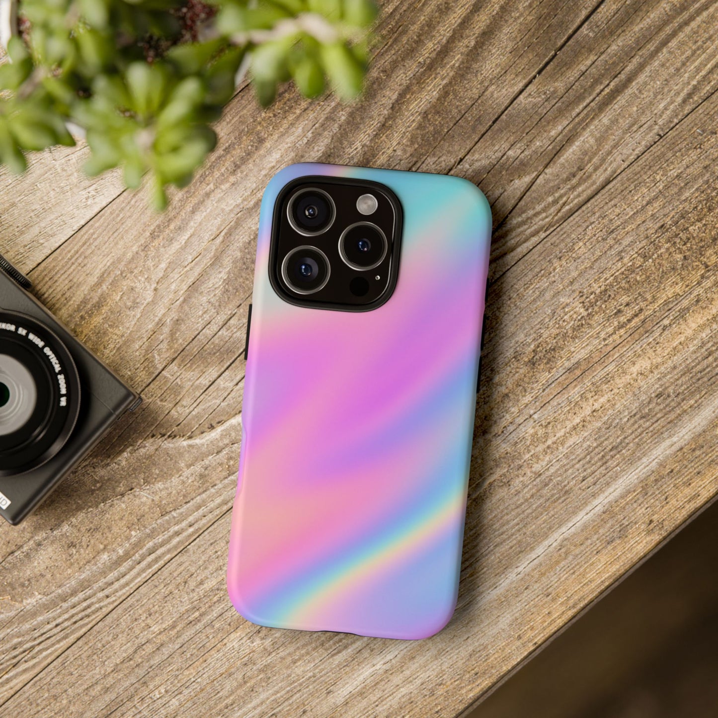 Colorful Holographic Phone Case, Tough Cases for iPhone, Trendy Phone Cover, Unique Gift for Her, Pastel Phone Accessory