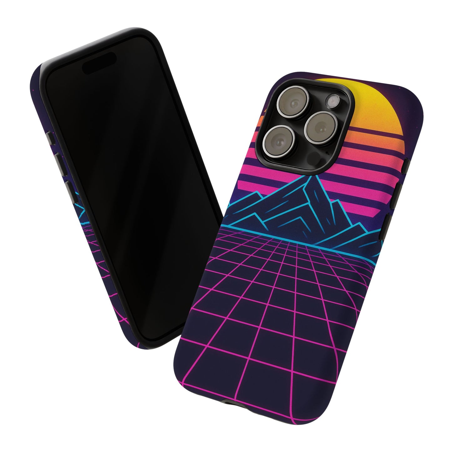 Retro Sunset Phone Case, Vintage Neon Case, 80s Aesthetic Cover, Gift for Tech Lovers, Unique Phone Accessories