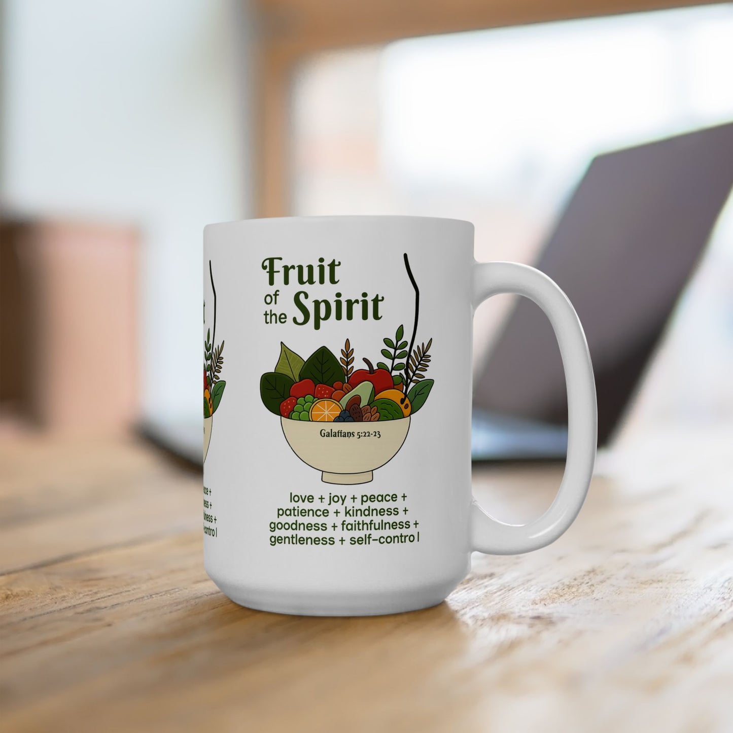 Inspirational Ceramic Mug, Fruit of the Spirit Gift, Christian Coffee Cup, 11oz, 15oz, Encouragement Mug, Religious Kitchenware