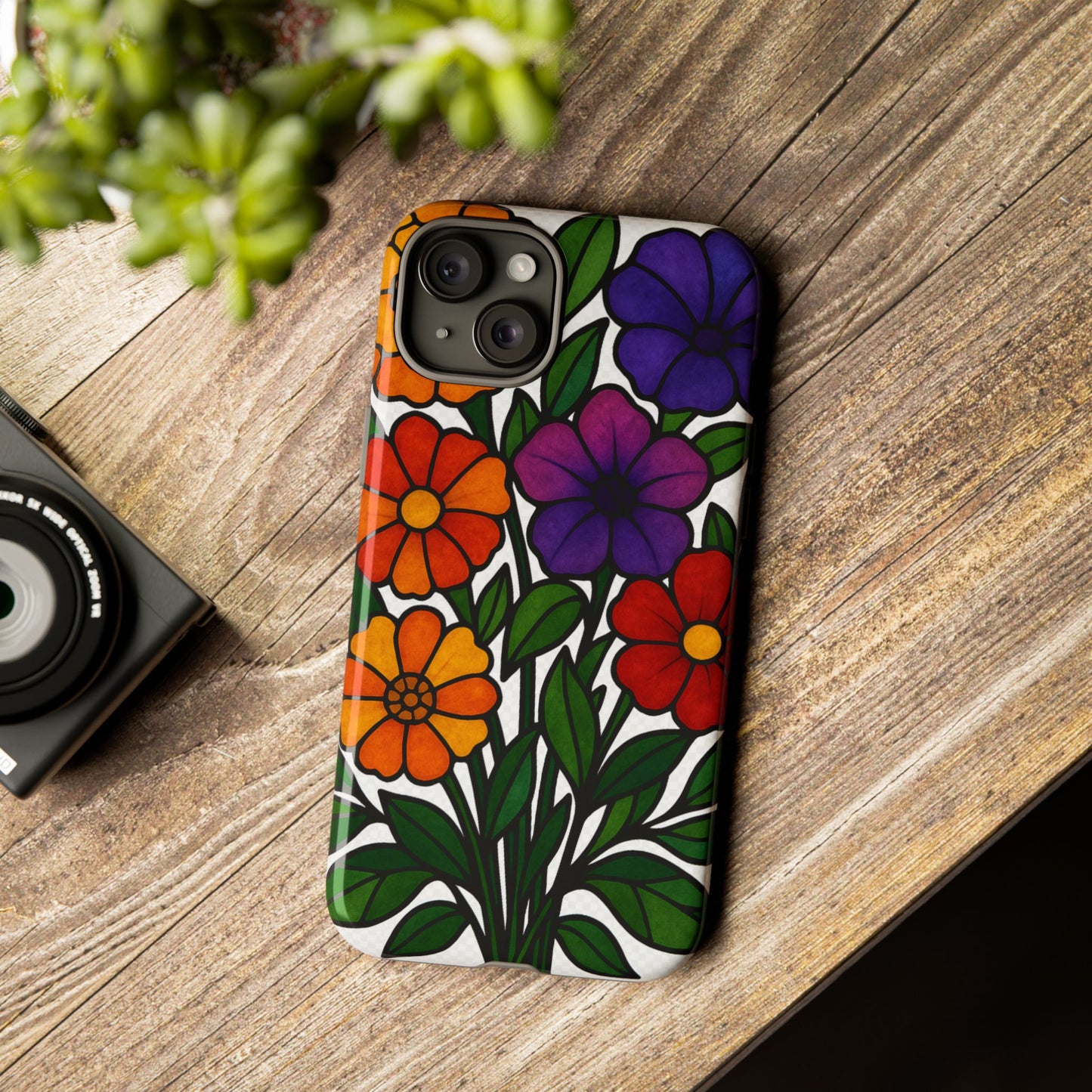 Floral Phone Case, Tough Cases with Colorful Flower Design, Gift for Flower Lovers, Summer Accessories, Trendy Phone Cover