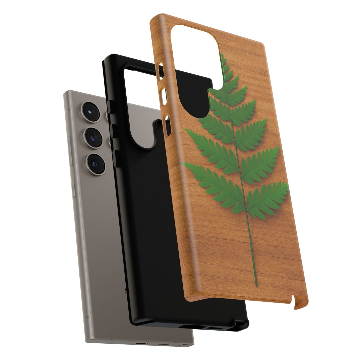 Wooden Fern Phone Case - Eco-Friendly Tough Cases for Nature Lovers, Unique Gift, Customizable Design, Nature-Themed Accessories