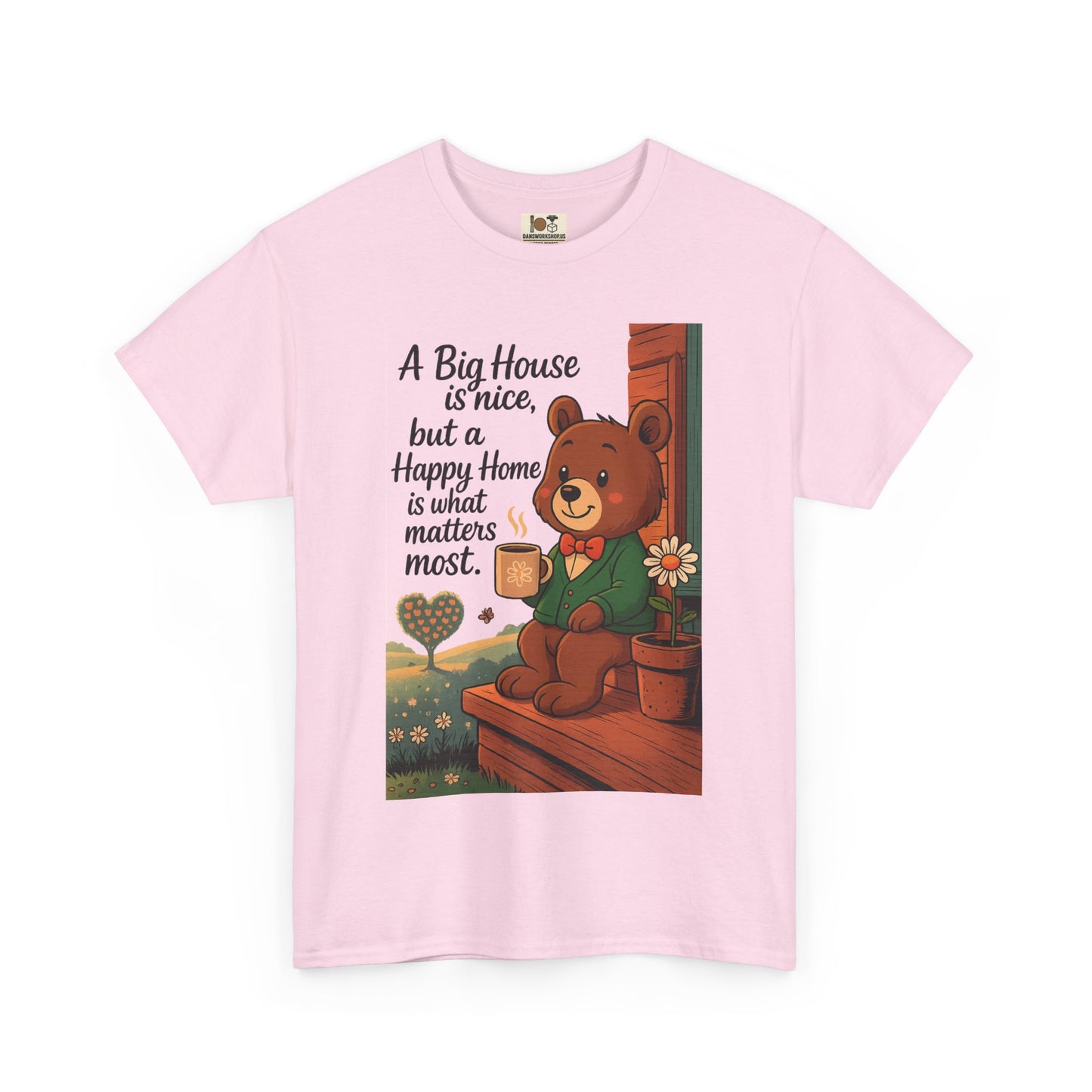 Cozy Bear Graphic Tee | A Big House is Nice, Happy Home Matters | Unisex Cotton T-Shirt, Gift for Home Lovers, Family, Friends, Birthdays