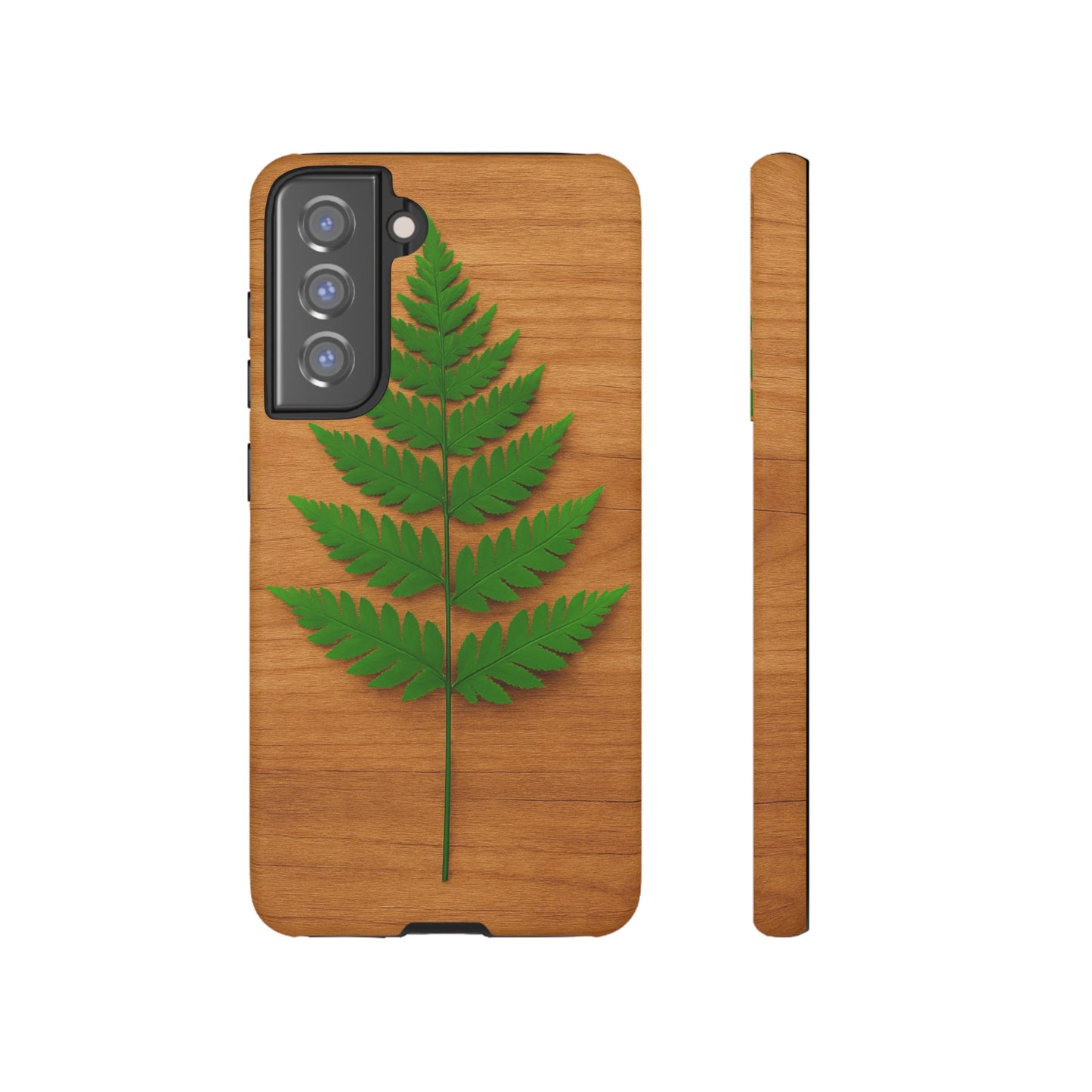 Wooden Fern Phone Case - Eco-Friendly Tough Cases for Nature Lovers, Unique Gift, Customizable Design, Nature-Themed Accessories