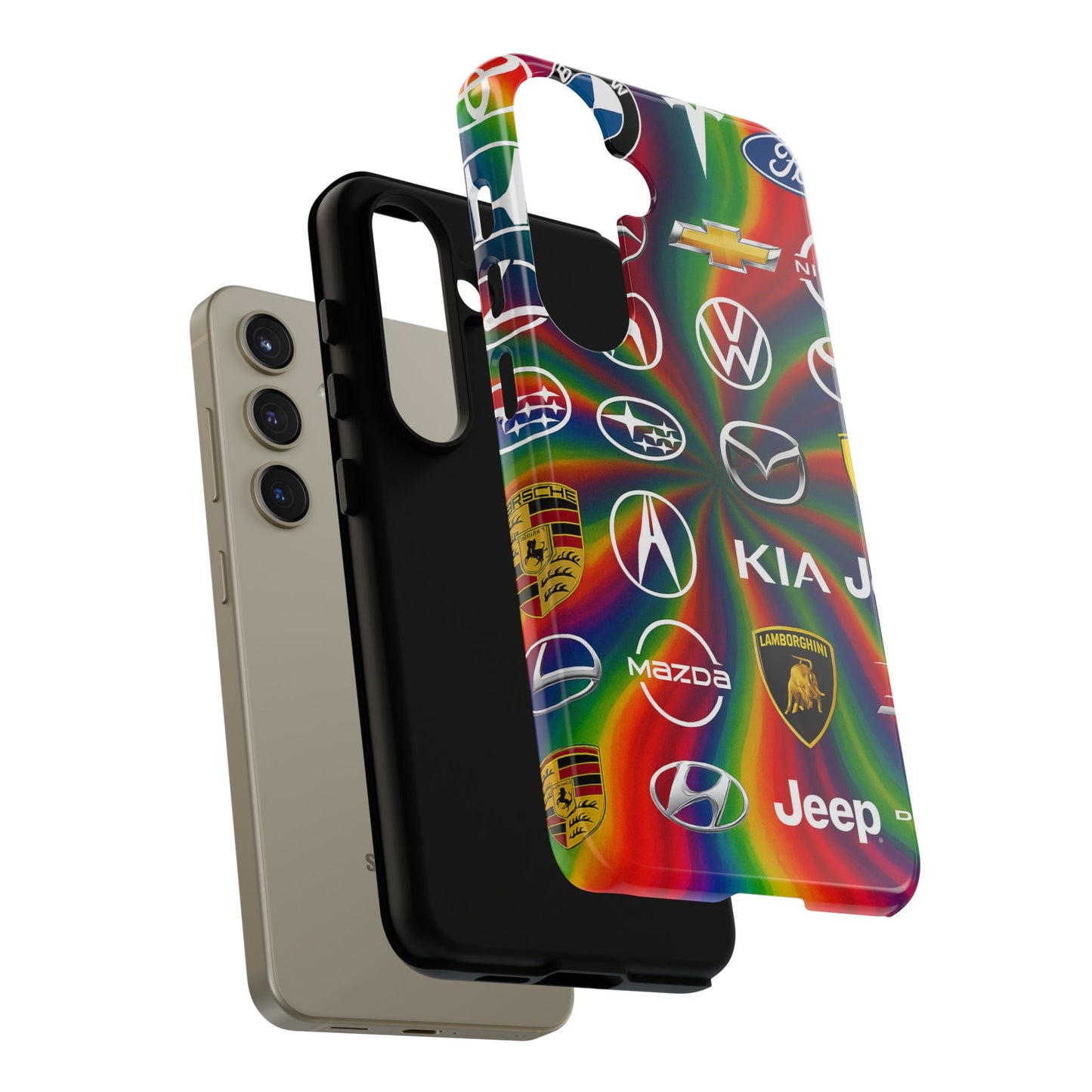 Colorful Car Logos Phone Case - Vibrant Tough Cases for Auto Enthusiasts, Unique Gift for Birthdays, Car Events, and Holidays