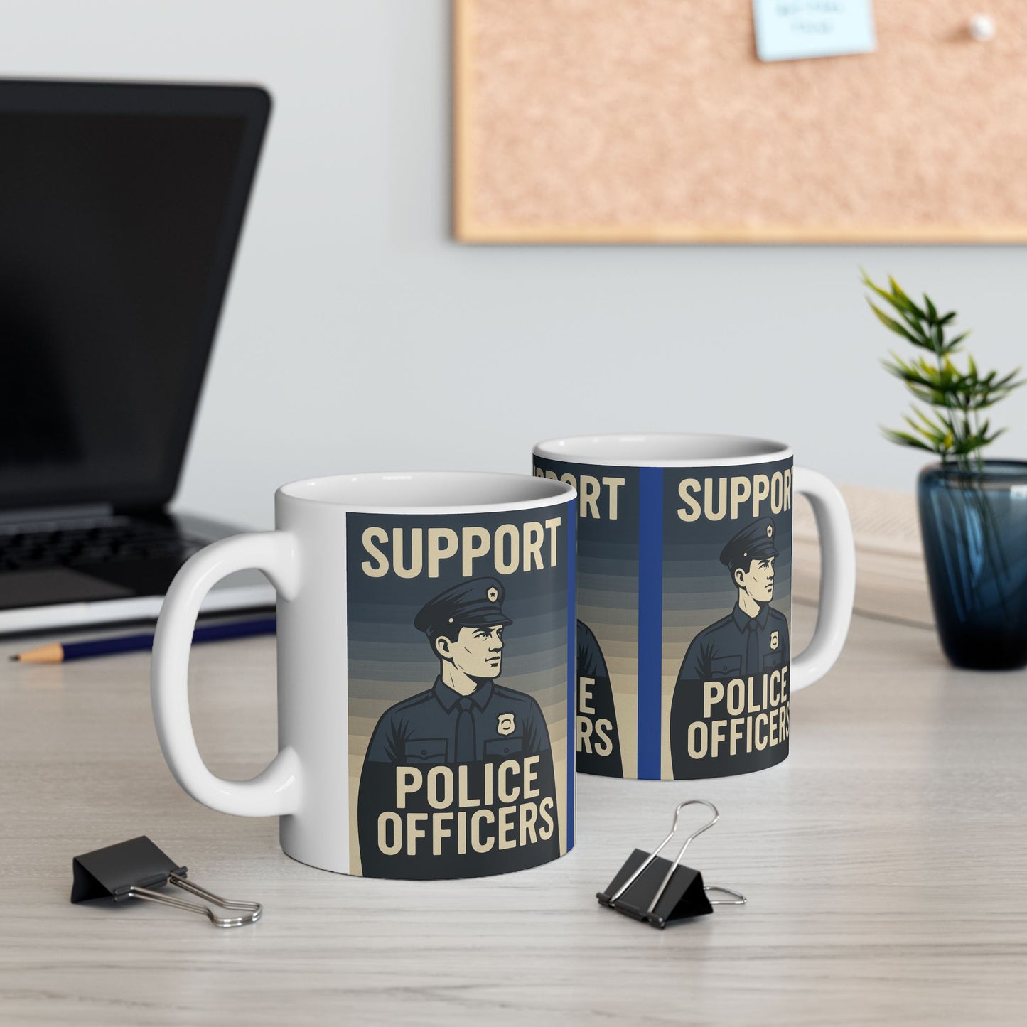 Support Police Officers Ceramic Mug | Unique Gift for Law Enforcement Appreciation, Police Supporter, Coffee Lover, Officer Tribute