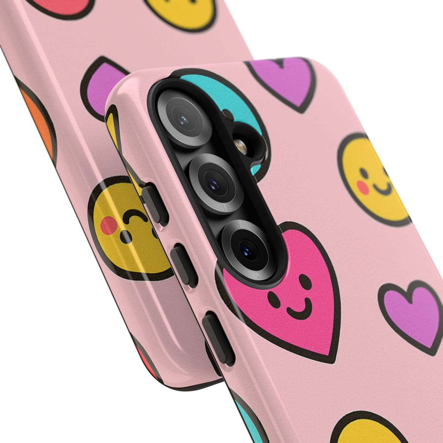 Cute Phone Case with Smiley Faces and Hearts, Fun Gift for Kids and Teens, Cellphone Protector, Birthday Present, Cute Accessories