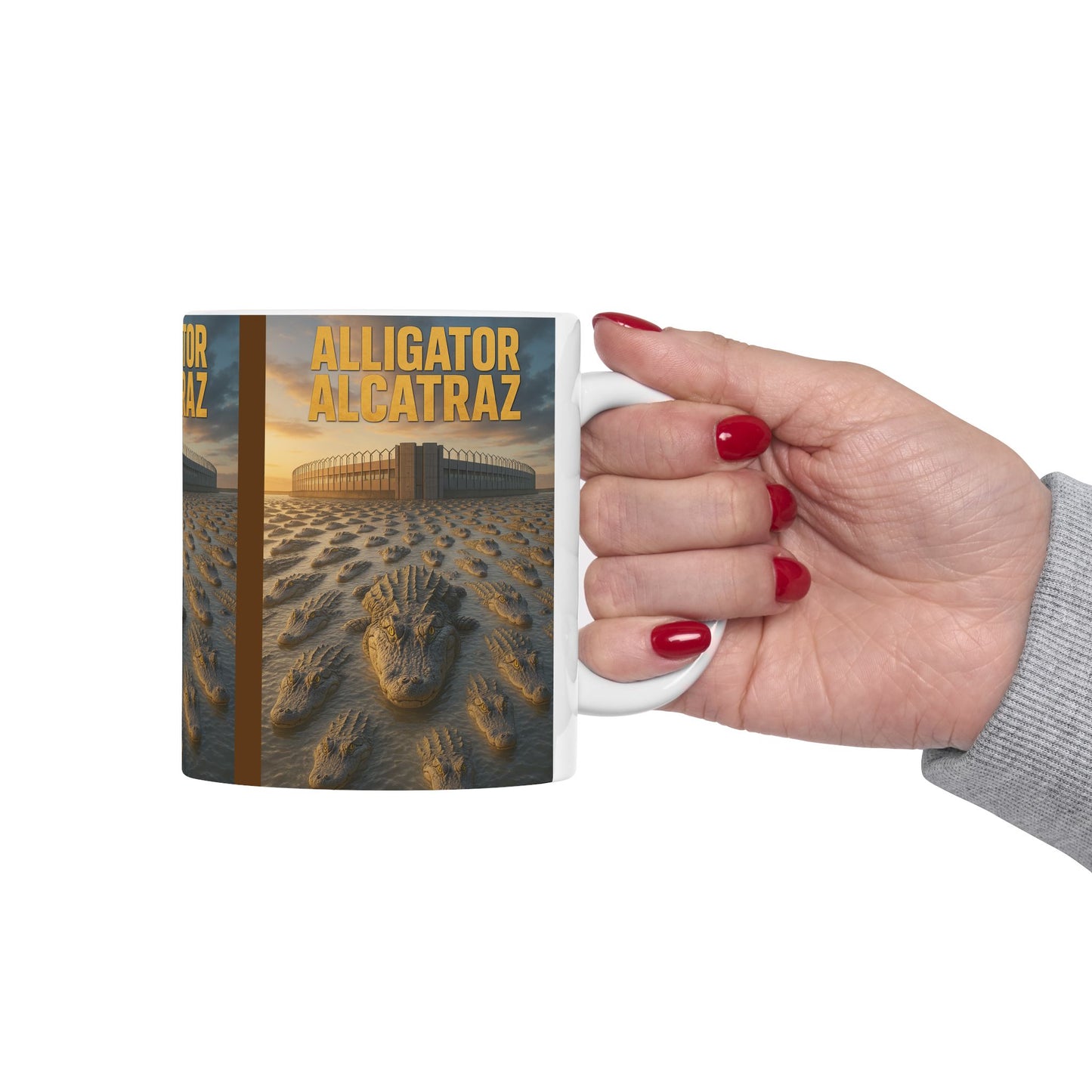 Alligator Alcatraz Ceramic Mug | Unique Gift for Nature Lovers, Home Decor, Coffee Tea Mug, Wildlife Enthusiast, Animal Lover