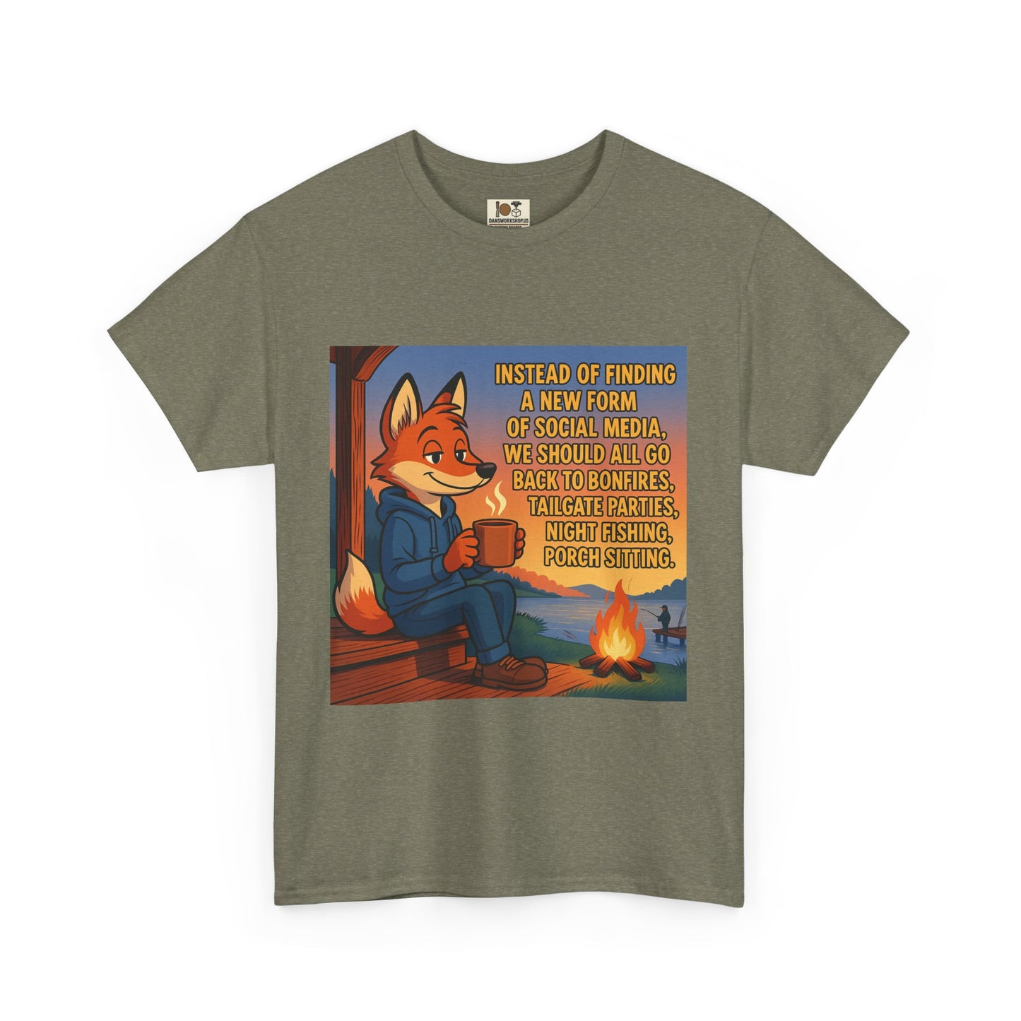 Cozy Campfire Fox Tee, Relaxing T-Shirt for Nature Lovers, Outdoor Adventure Shirt, Fox Lover Gift, Casual Cozy Wear