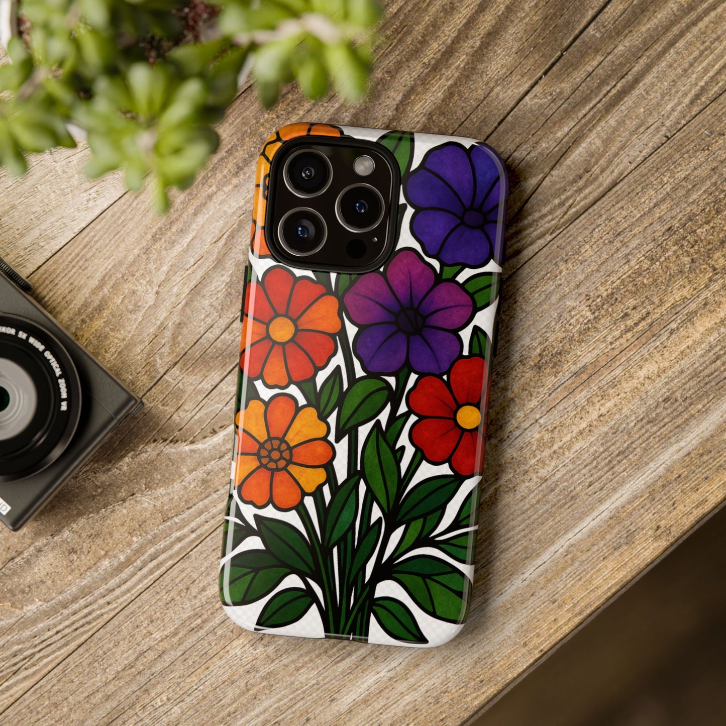 Floral Phone Case, Tough Cases with Colorful Flower Design, Gift for Flower Lovers, Summer Accessories, Trendy Phone Cover