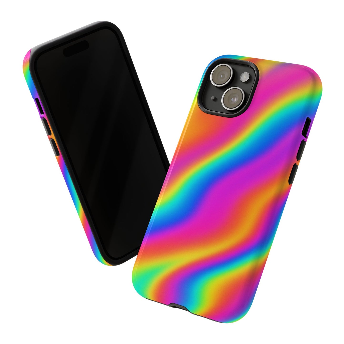 Rainbow Wavy Phone Case - Colorful Tough Cases for Stylish Protection, LGBTQ+ Pride Gift, Trendy Phone Accessory, Birthday, Holiday Present