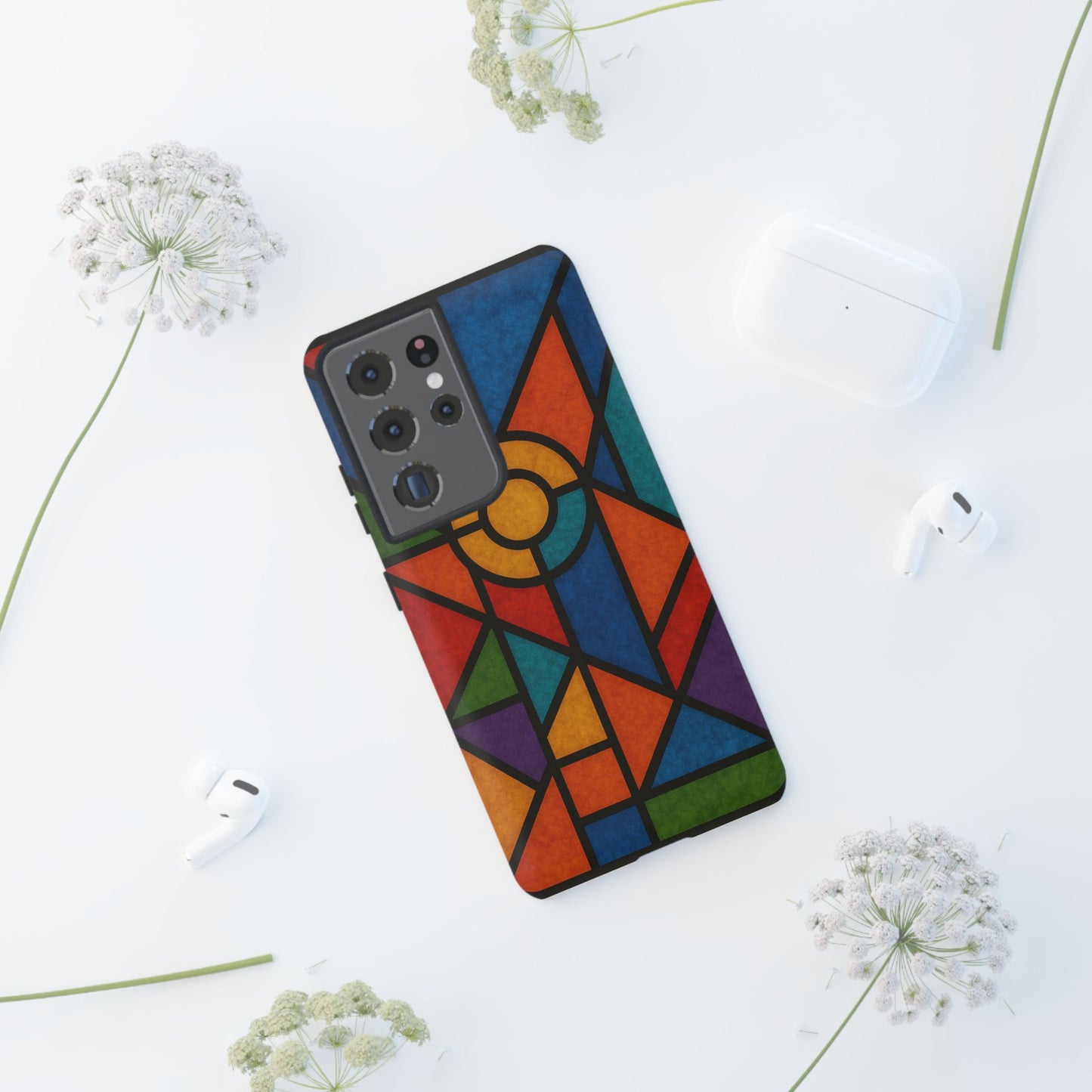Colorful Stained Glass Phone Case, Artistic Phone Cover, Vibrant Protective Case, Unique Gift for Art Lovers, Stylish Smartphone Accessory