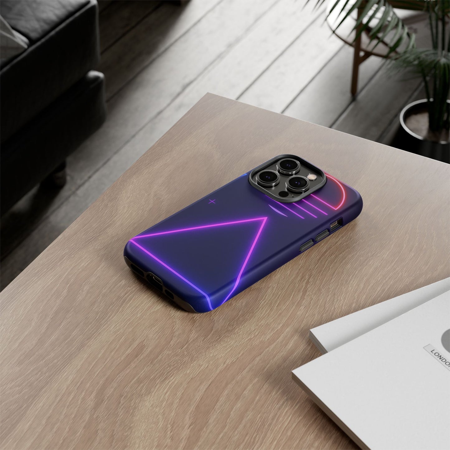 Retro Neon Phone Case, Tough Cases for iPhone, 80s Aesthetic Phone Cover, Abstract Neon Design, Gift for Tech Lovers