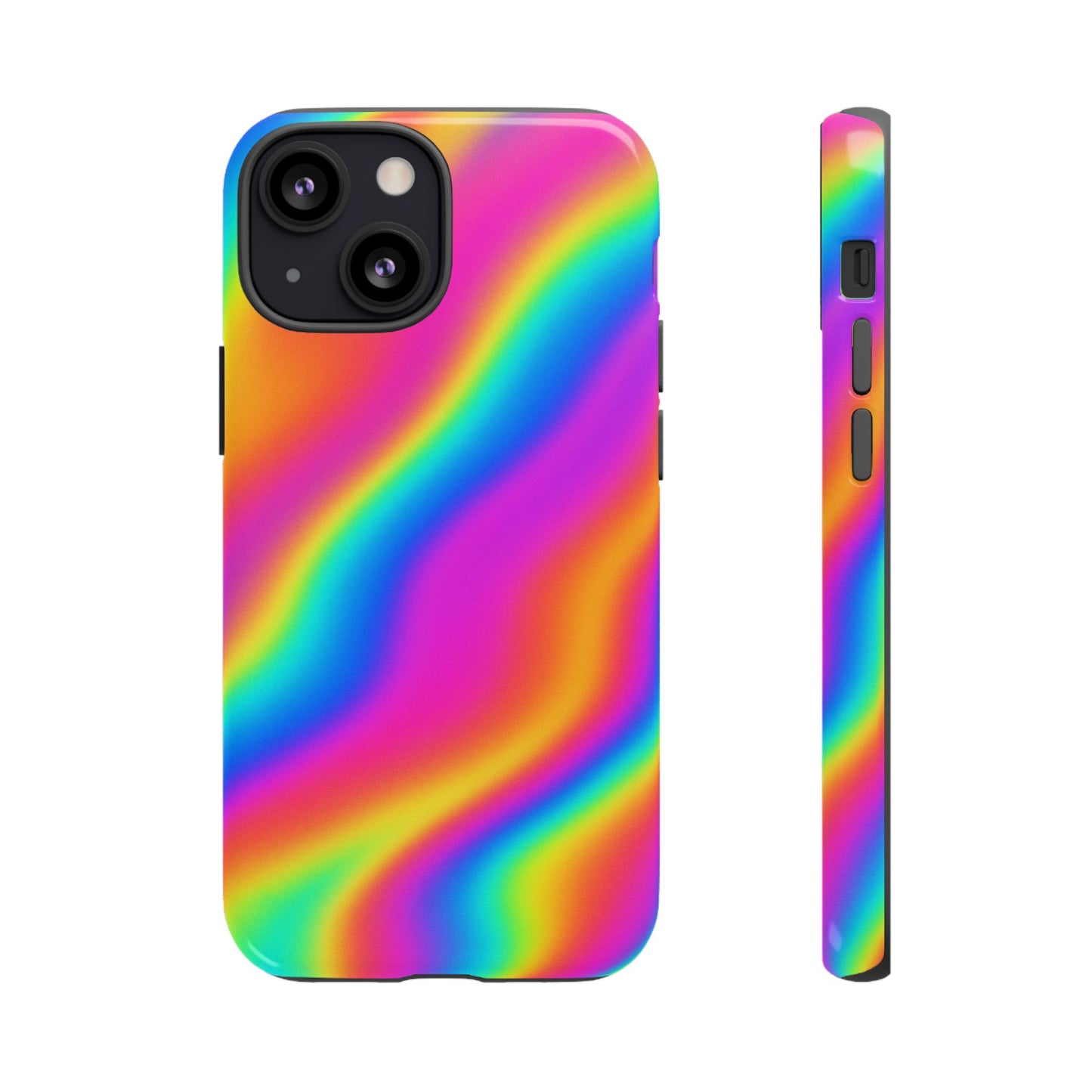 Rainbow Wavy Phone Case - Colorful Tough Cases for Stylish Protection, LGBTQ+ Pride Gift, Trendy Phone Accessory, Birthday, Holiday Present