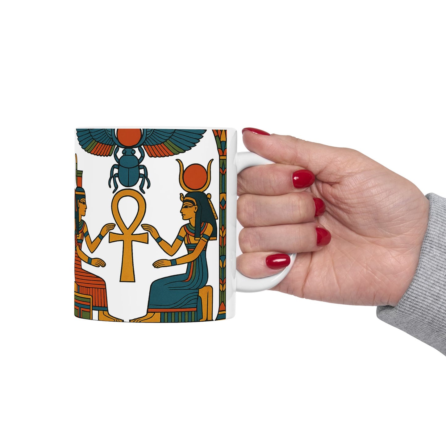 Egyptian Queen Ceramic Mug, Unique Gift for Art Lovers, Bohemian Decor, Coffee Mug, 11oz or 15oz Options