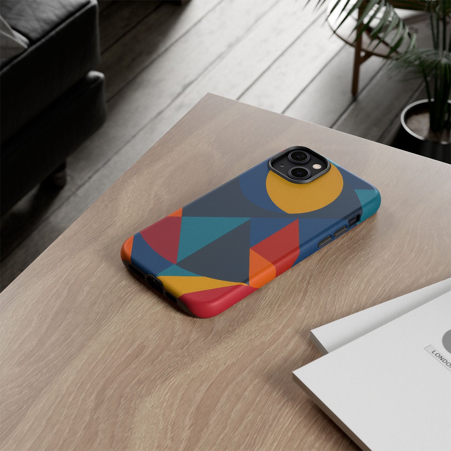 Vibrant Phone Case, Colorful Phone Cover, Geometric Design, Artistic Gift, Trendy Accessory, Vibrant Colors, Unique Design
