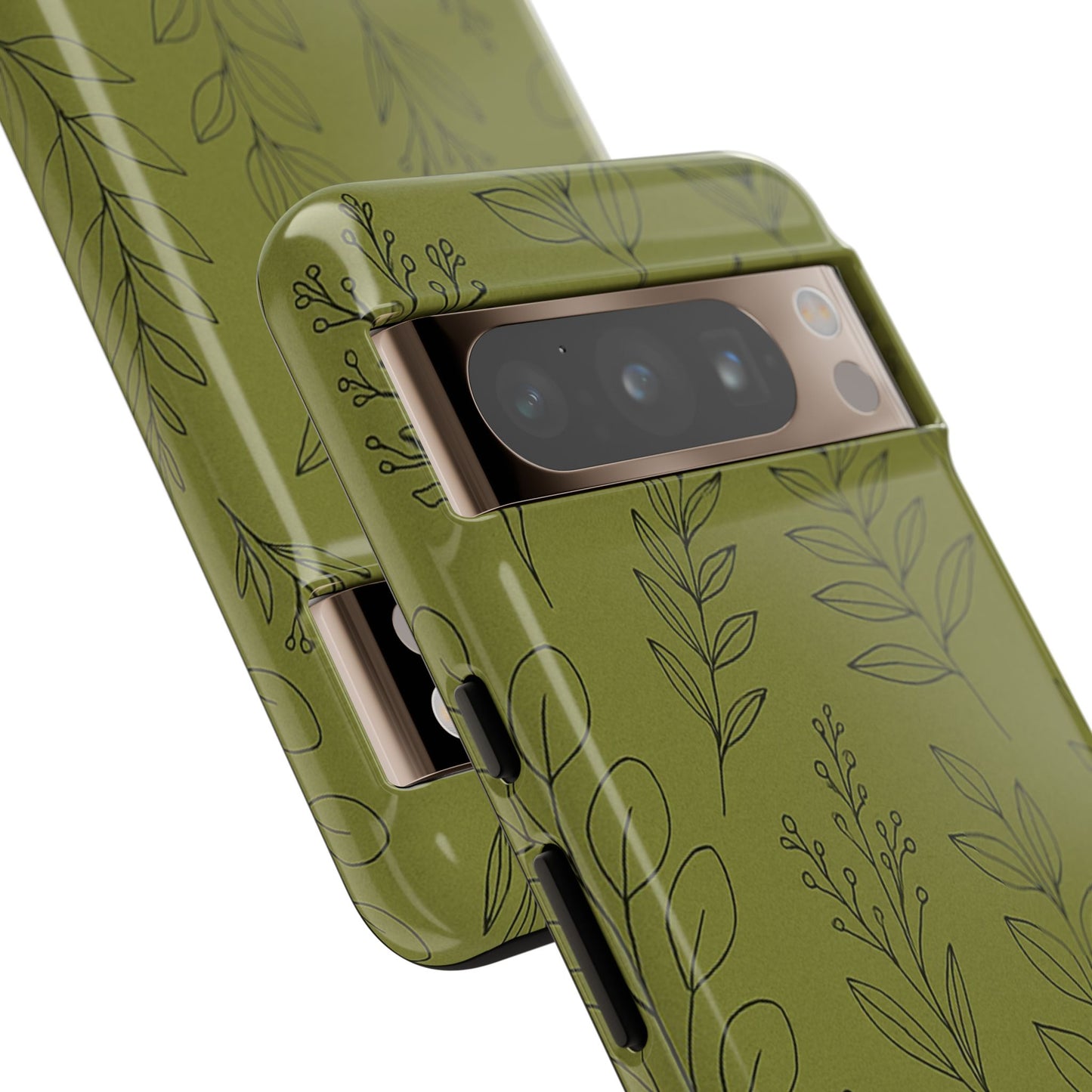 Stylish Phone Case, Botanical Design, Tough Phone Cover, Green Floral Case, Nature Inspired Gift, Eco-Friendly Accessory