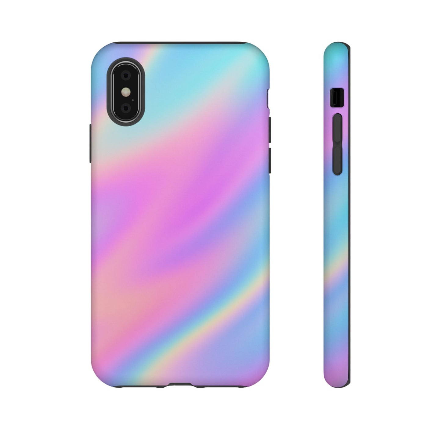 Colorful Holographic Phone Case, Tough Cases for iPhone, Trendy Phone Cover, Unique Gift for Her, Pastel Phone Accessory