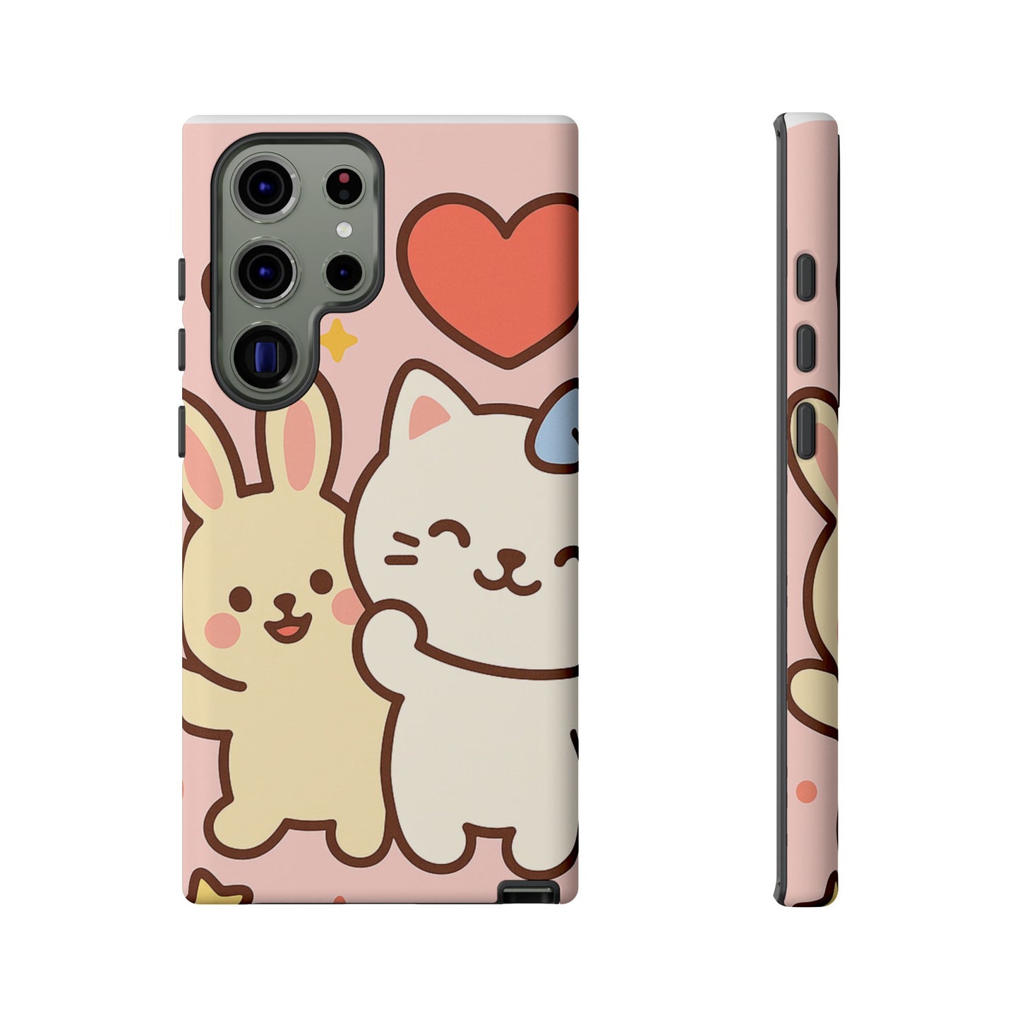 Cute Animal Phone Case -Tough Cases with Bunny and Cat Design, Kawaii Gift for Kids, Birthday, Everyday Use, Phone Accessories, teenage girl