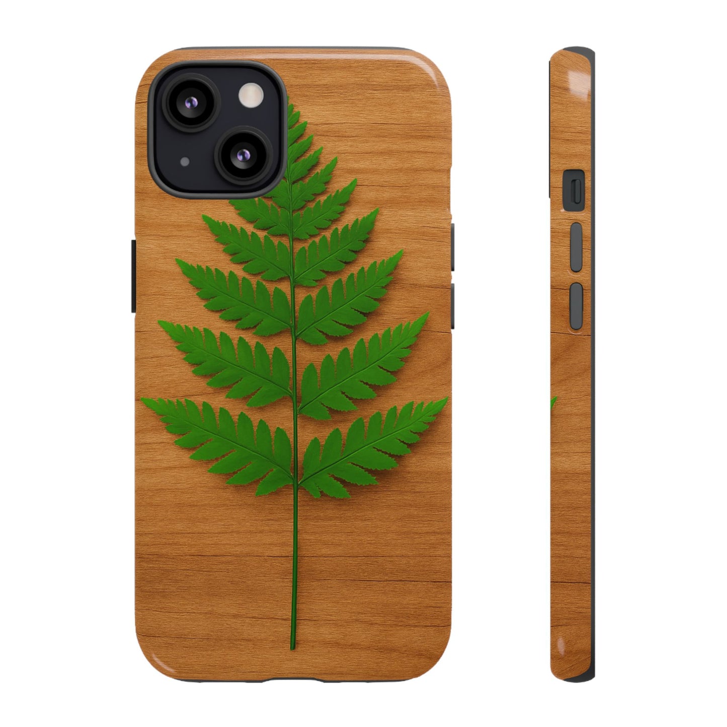 Wooden Fern Phone Case - Eco-Friendly Tough Cases for Nature Lovers, Unique Gift, Customizable Design, Nature-Themed Accessories