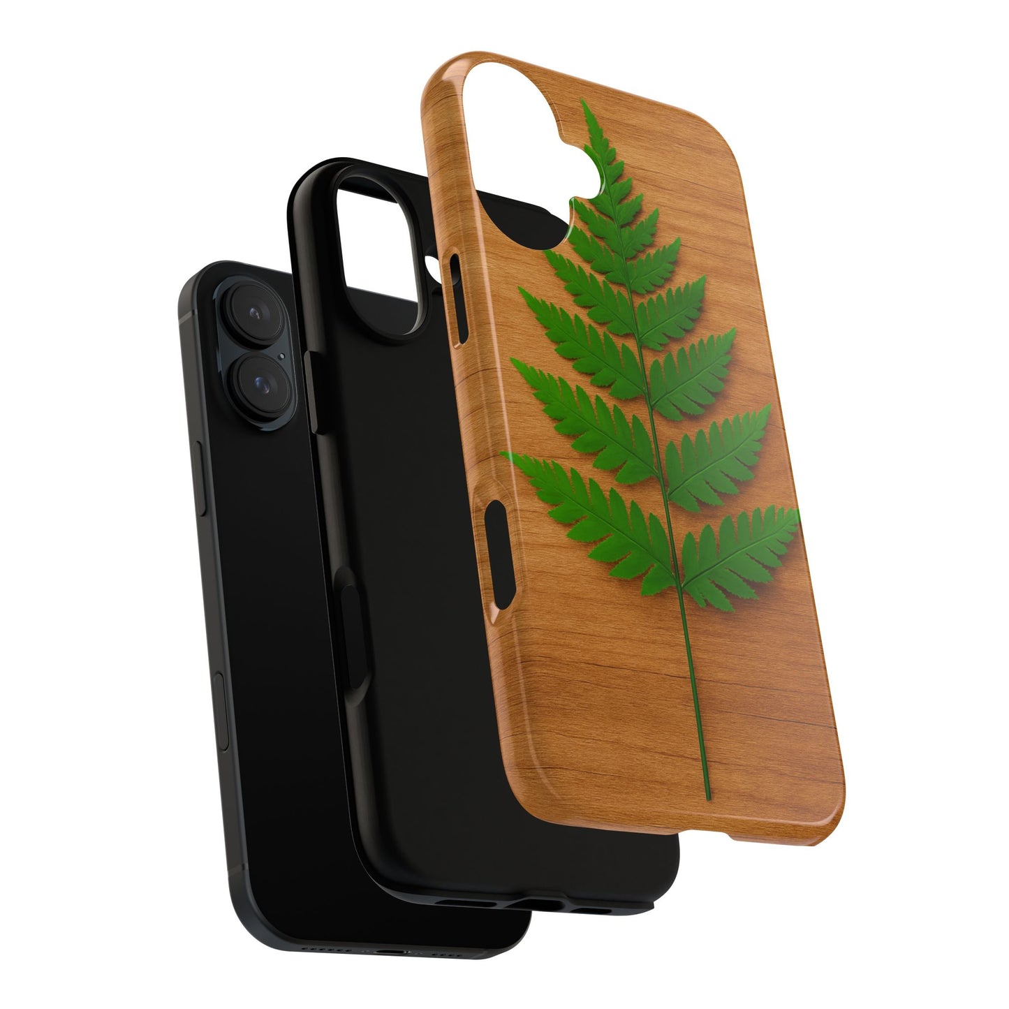 Wooden Fern Phone Case - Eco-Friendly Tough Cases for Nature Lovers, Unique Gift, Customizable Design, Nature-Themed Accessories