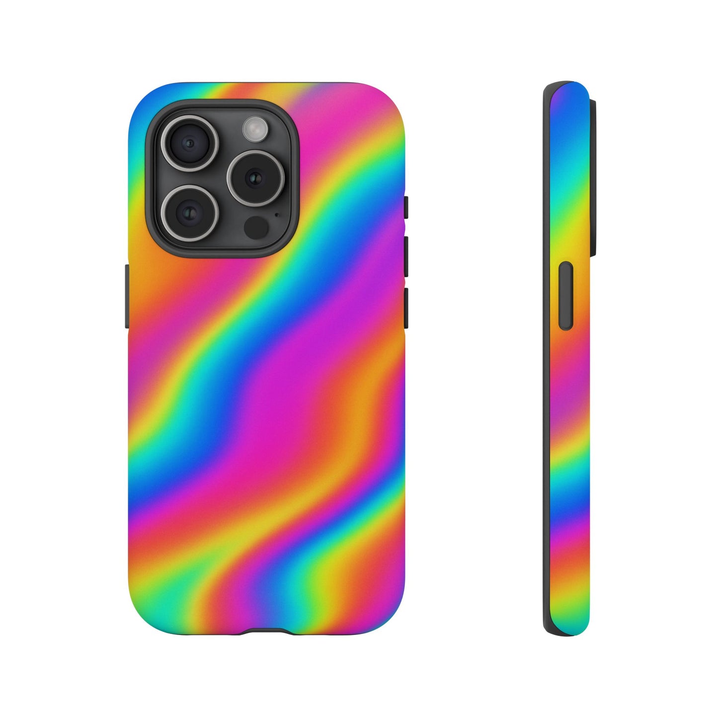 Rainbow Wavy Phone Case - Colorful Tough Cases for Stylish Protection, LGBTQ+ Pride Gift, Trendy Phone Accessory, Birthday, Holiday Present