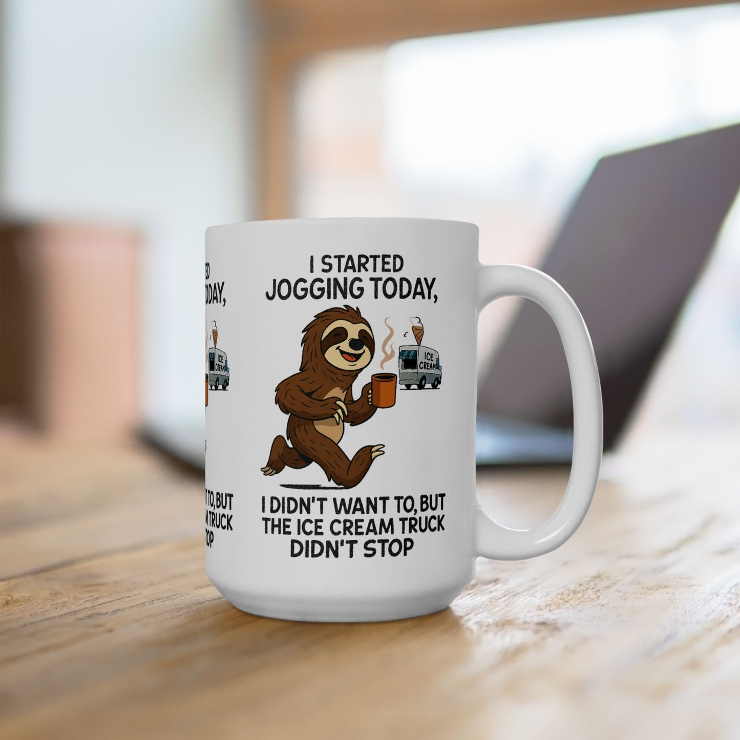Funny Sloth Coffee Mug | Whimsical Gift for Ice Cream Lovers | Perfect Birthday, Housewarming, or Holiday Present