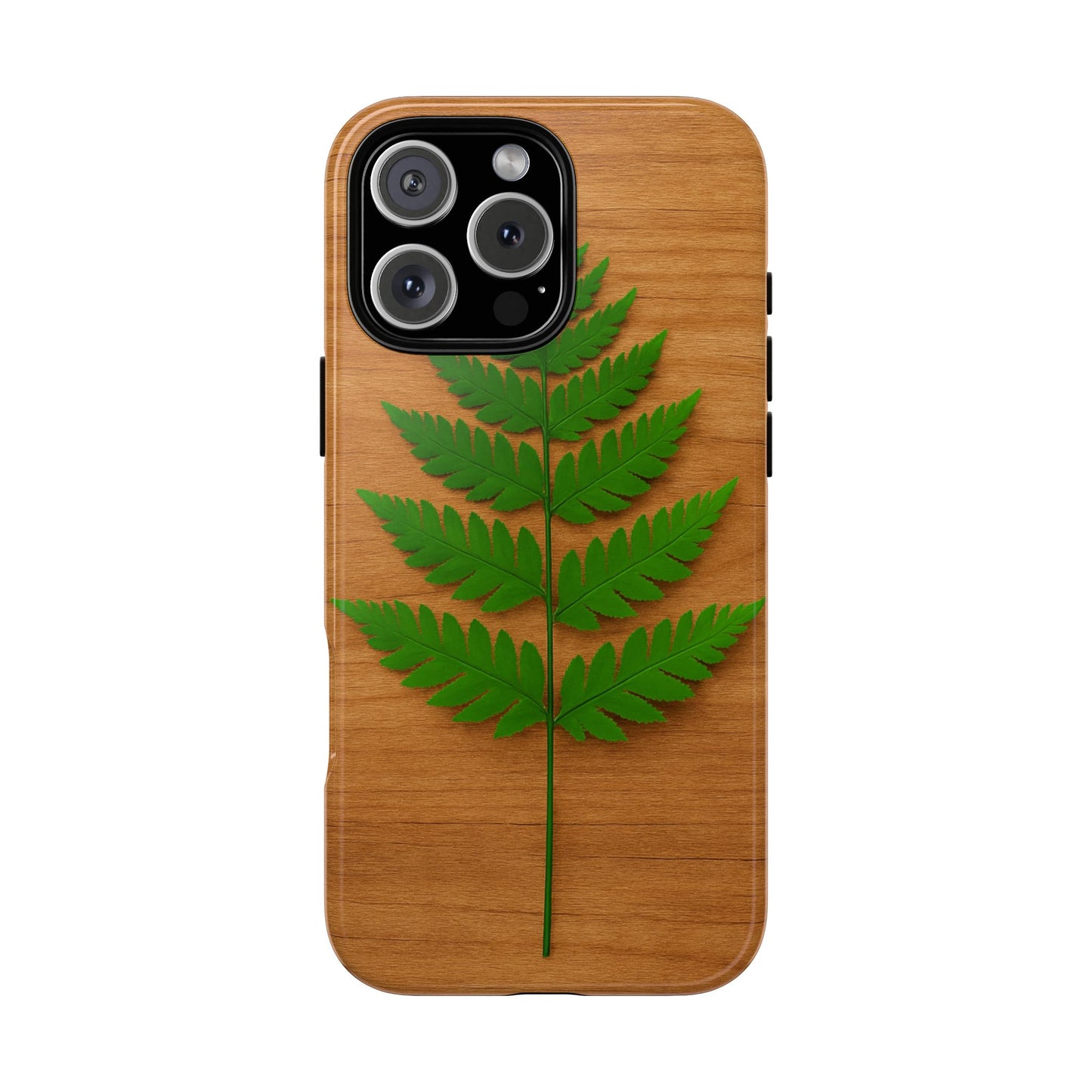 Wooden Fern Phone Case - Eco-Friendly Tough Cases for Nature Lovers, Unique Gift, Customizable Design, Nature-Themed Accessories
