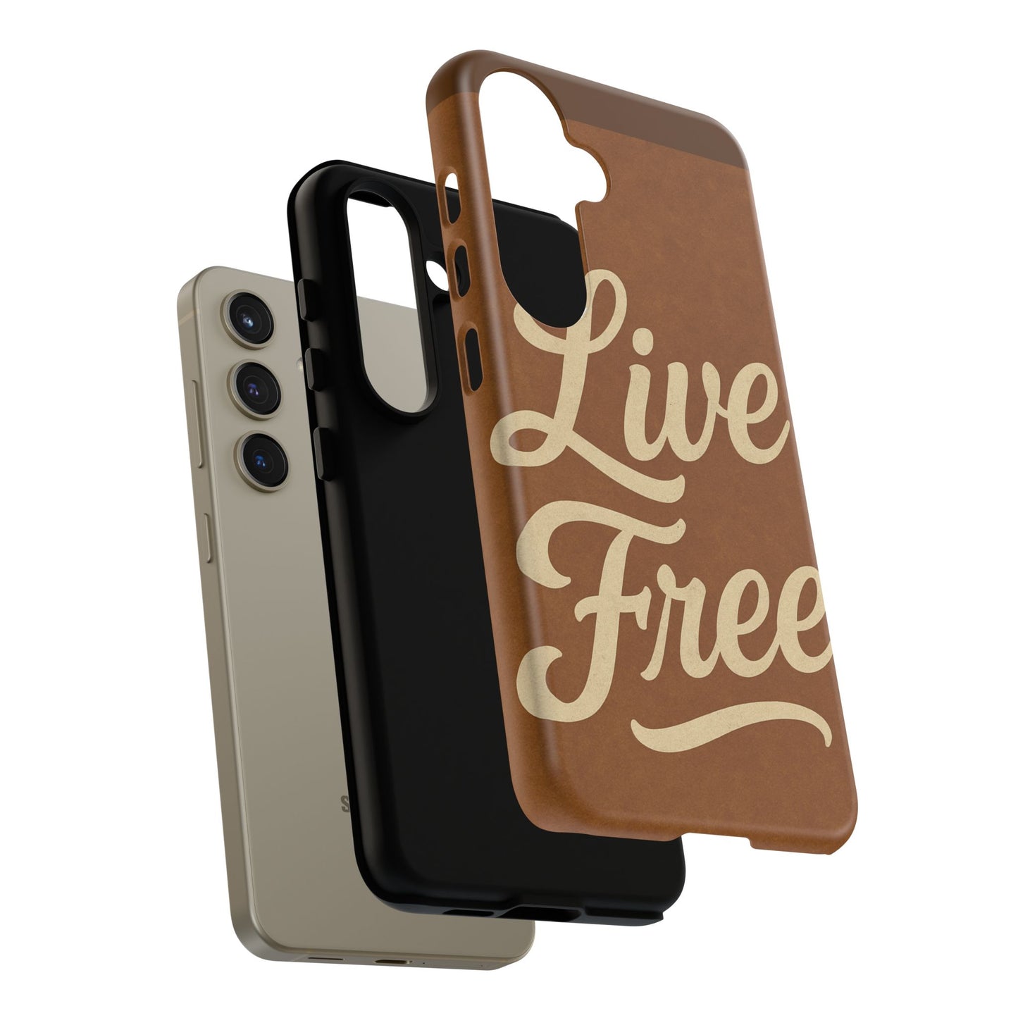 Live Free Phone Case, Tough Cases, Inspirational Phone Accessories, Gift for Adventurers, Customizable Design, Unique Tech Gifts