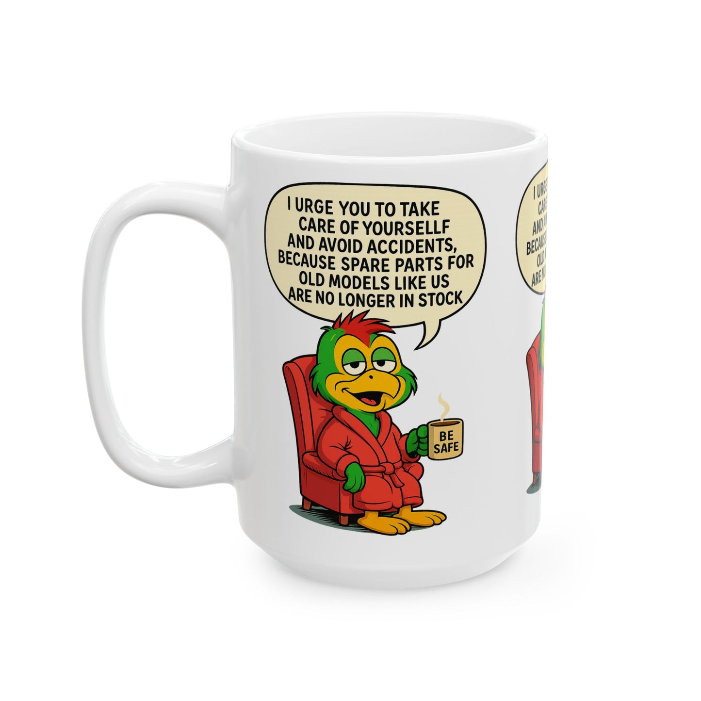 Funny Ceramic Mug with Quirky Cartoon, Coffee Cup, Gift for Friends, Humor Mug, Birthday Present, Unique Gift