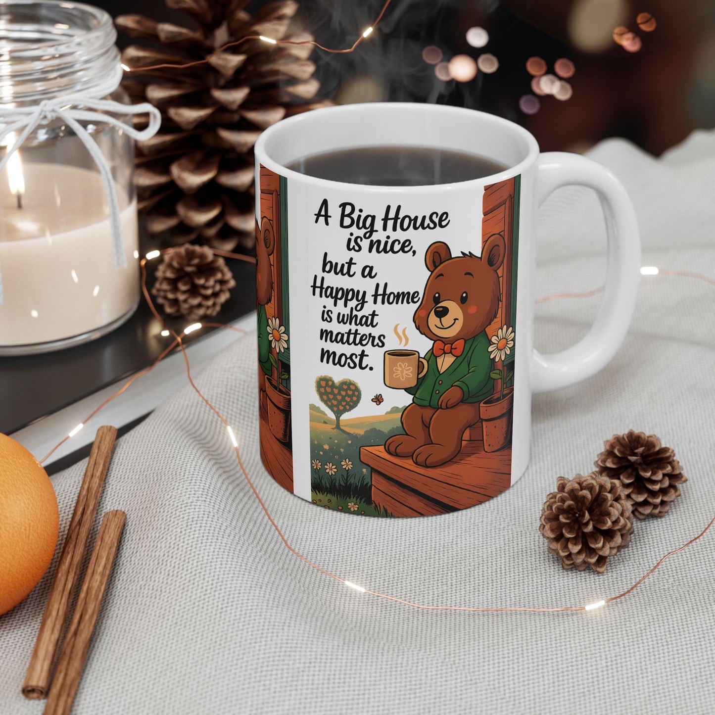 Cozy Bear Inspirational Mug - A Big House is Nice, But a Happy Home Matters Most, Cute Animal Coffee Cup, Gift for Home & Garden [...]