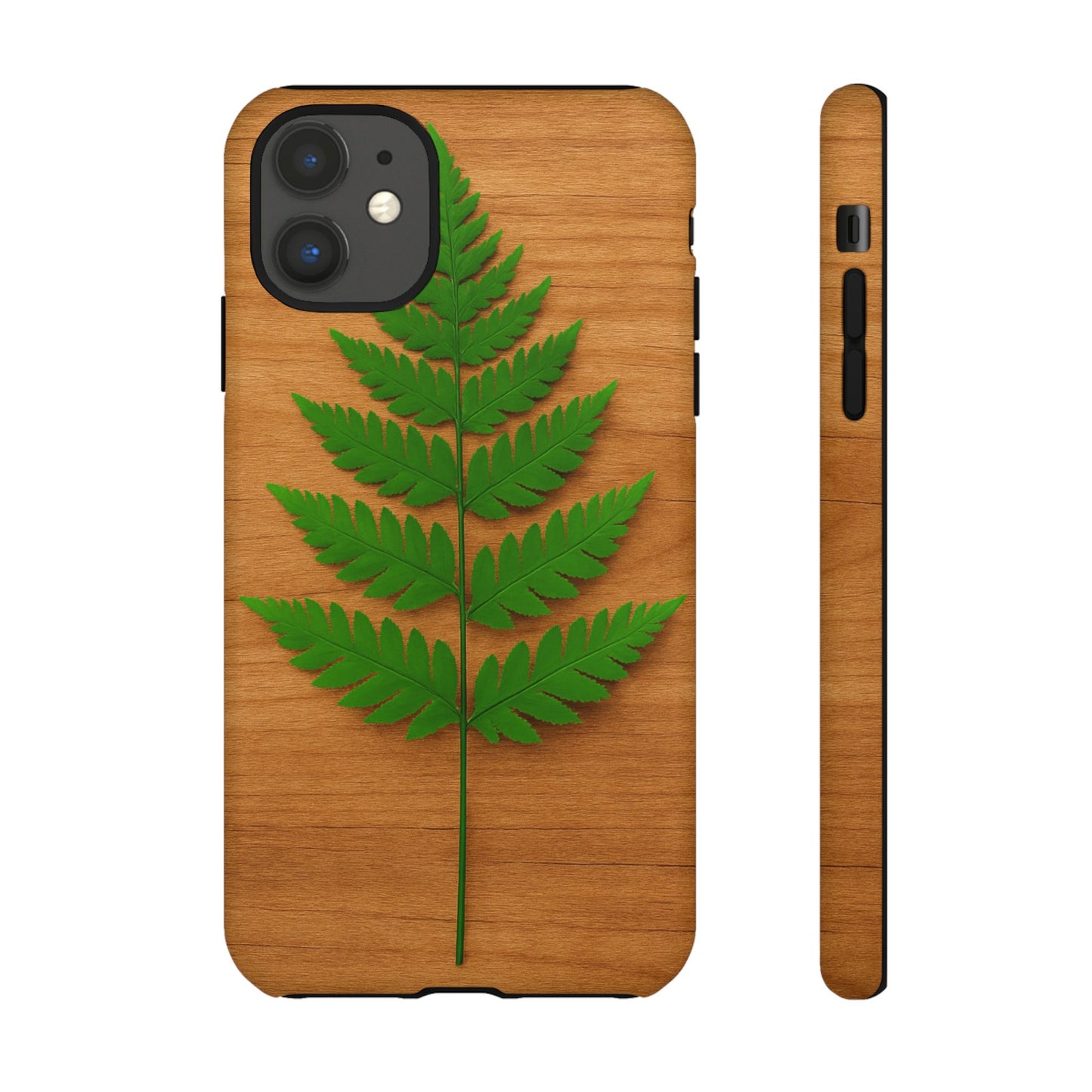 Wooden Fern Phone Case - Eco-Friendly Tough Cases for Nature Lovers, Unique Gift, Customizable Design, Nature-Themed Accessories