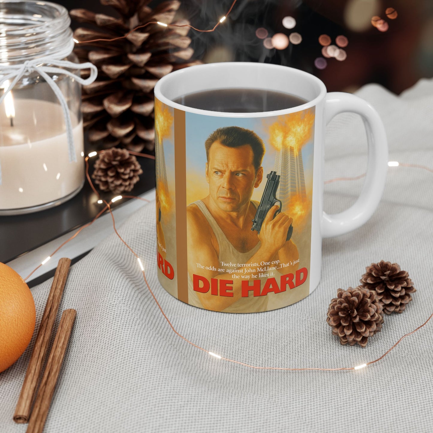 Die Hard Ceramic Mug - Retro Movie Gift, Coffee Lover's Mug, Unique Kitchen Decor, Die Hard Fan Gift, Pop Culture Collectible