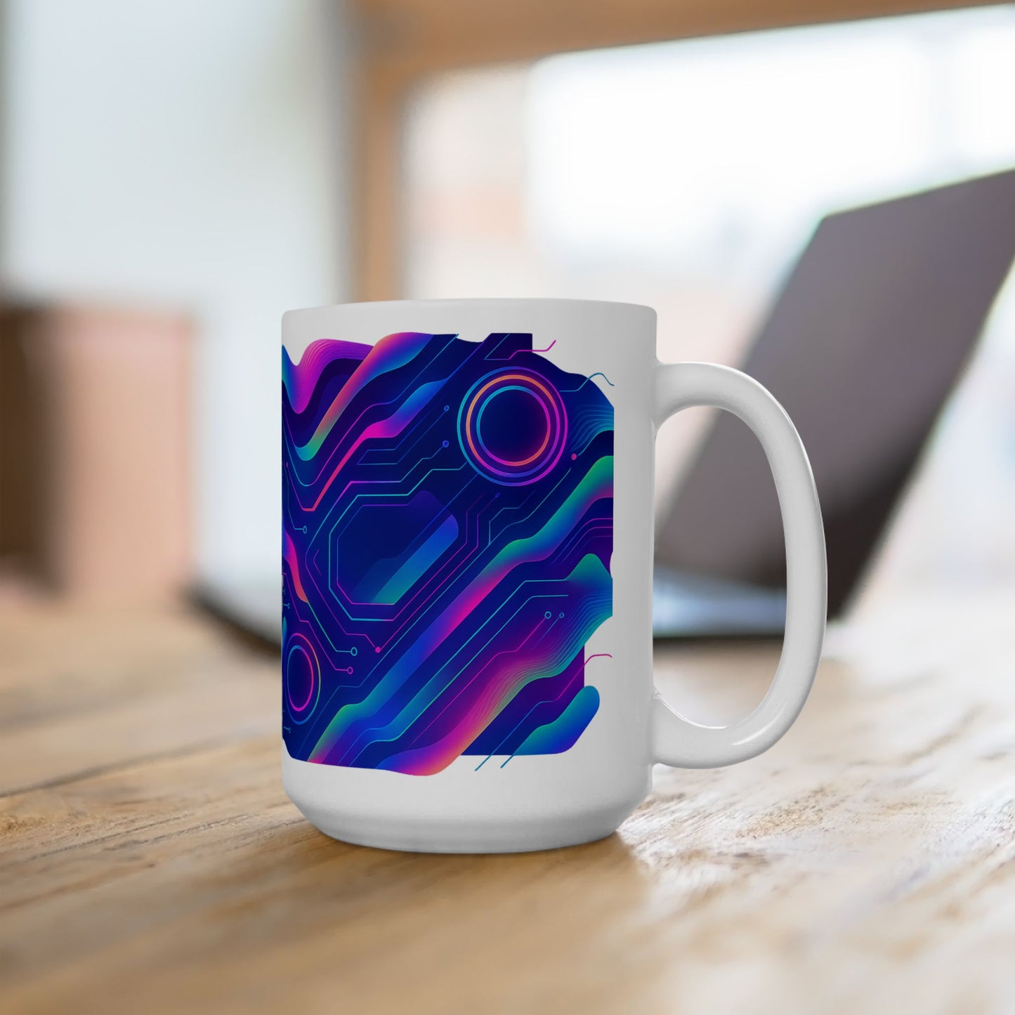 Colorful Circuit Pattern Ceramic Mug | Tech Gift, Coffee Cup, Unique Mug, Geeky Kitchenware, Home Decor