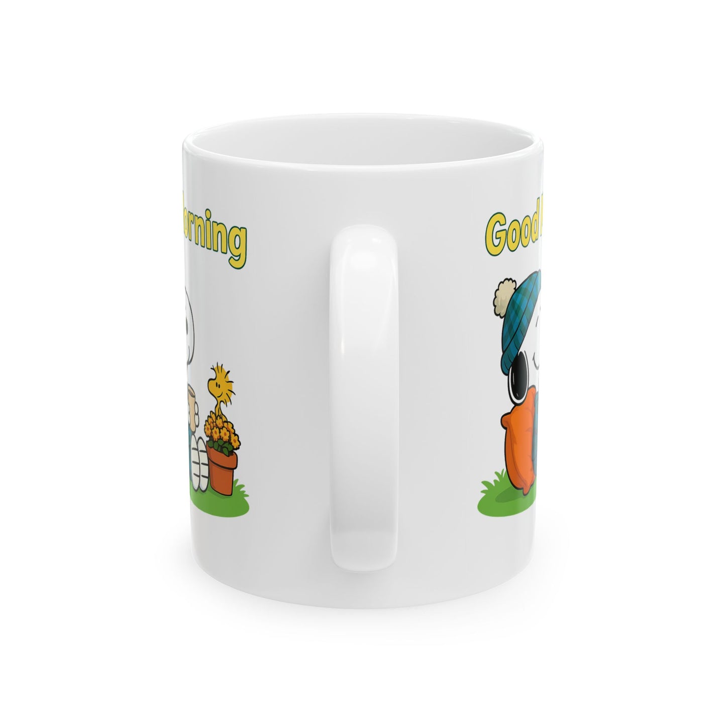 Cheerful Snoopy Ceramic Mug - Good Morning Delight, Cute Coffee Cup, Gift for Coffee Lovers, Cozy Home Decor, Fun Office Mug