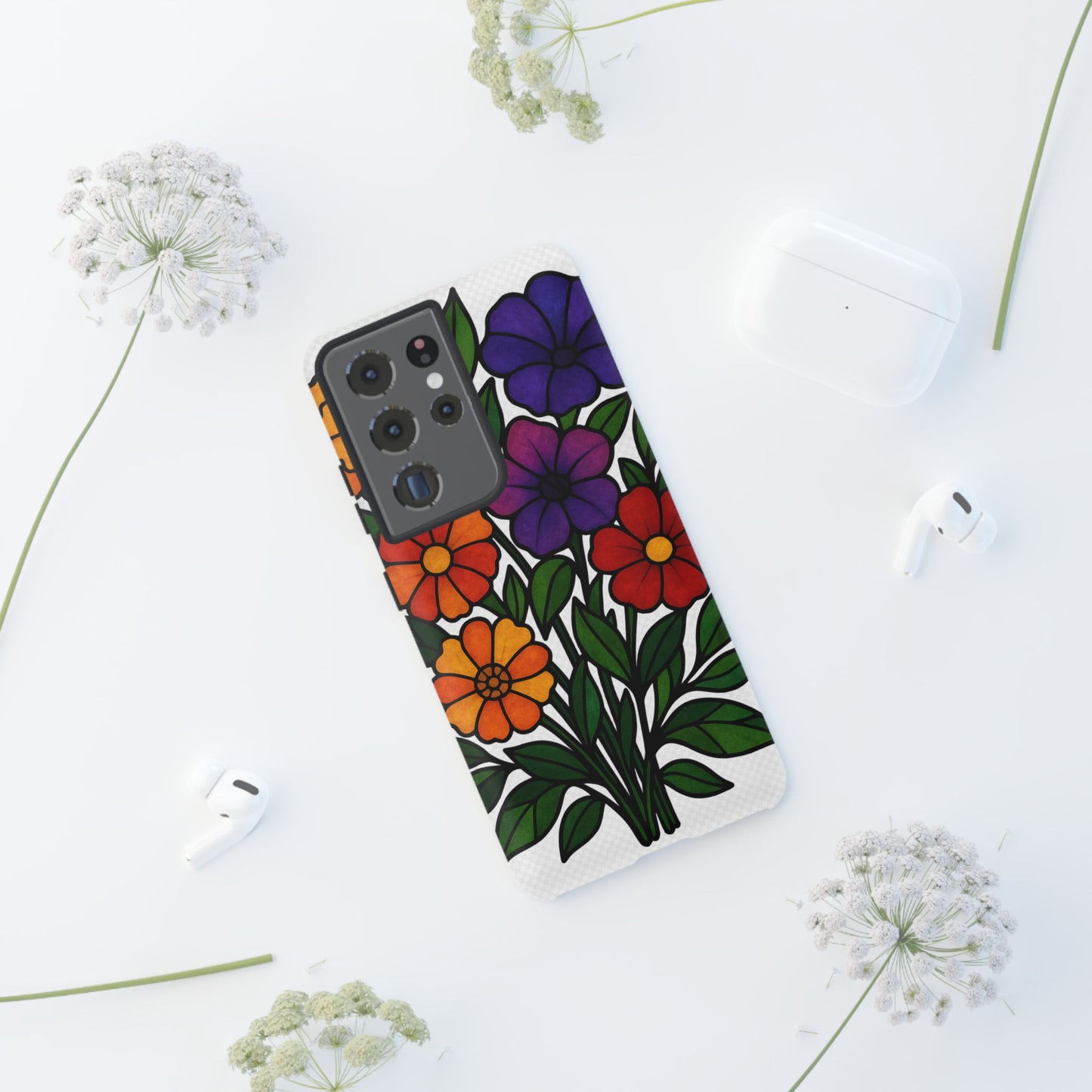 Floral Phone Case, Tough Cases with Colorful Flower Design, Gift for Flower Lovers, Summer Accessories, Trendy Phone Cover