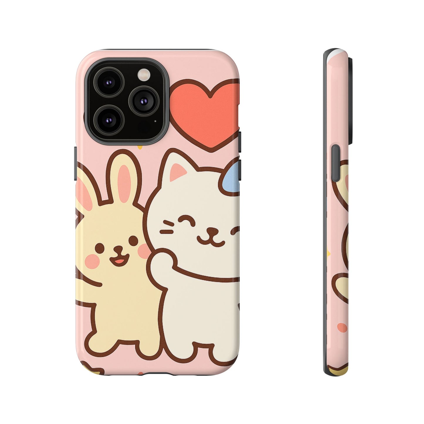 Cute Animal Phone Case -Tough Cases with Bunny and Cat Design, Kawaii Gift for Kids, Birthday, Everyday Use, Phone Accessories, teenage girl