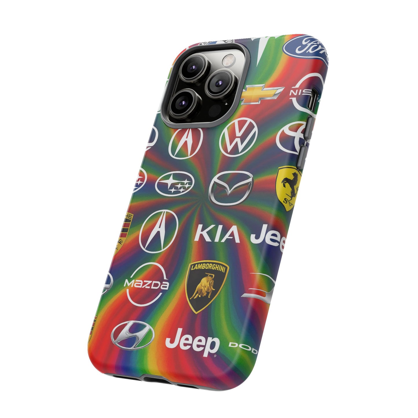 Colorful Car Logos Phone Case - Vibrant Tough Cases for Auto Enthusiasts, Unique Gift for Birthdays, Car Events, and Holidays