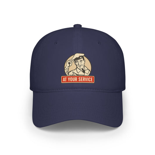 Vintage-Style Low Profile Baseball Cap | Inspiring 'At Your Service' Design, Casual Hat, Gift for Him, Outdoors, Everyday Wear