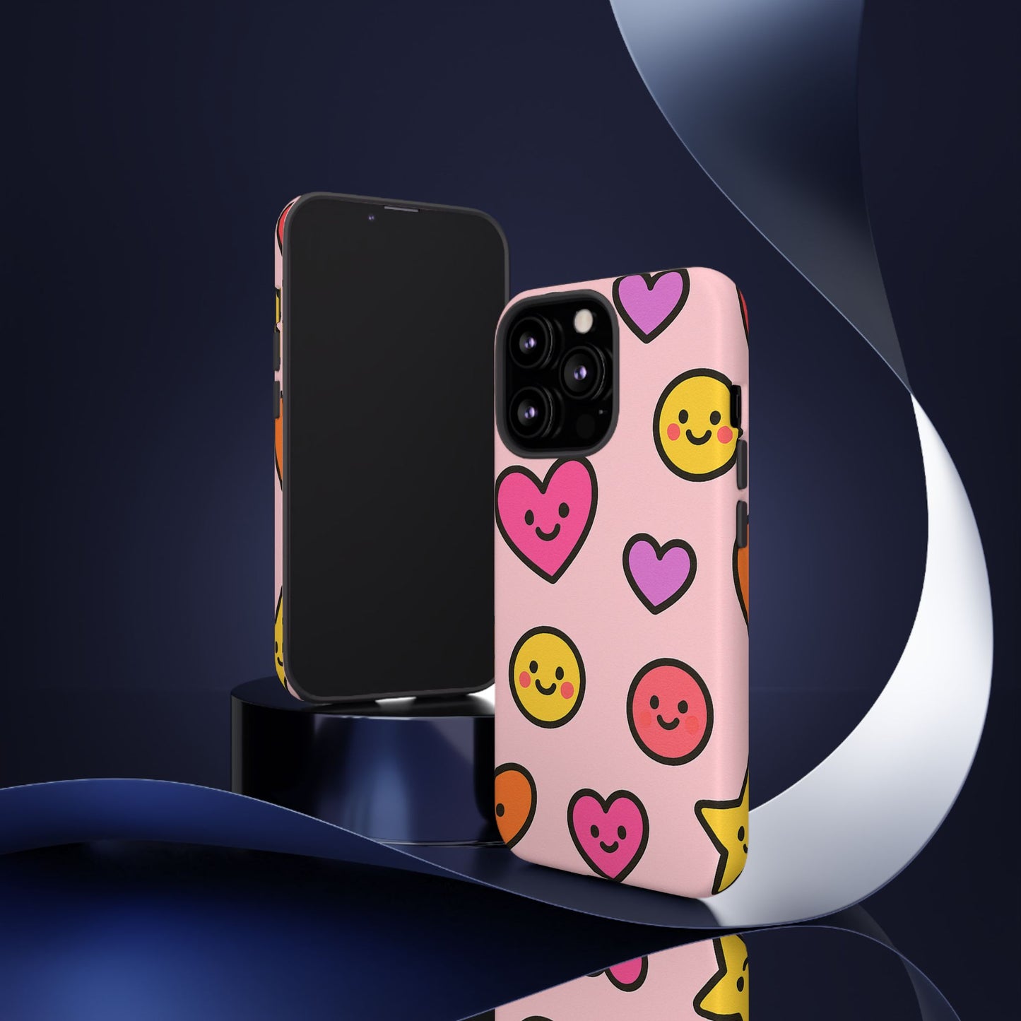 Cute Phone Case with Smiley Faces and Hearts, Fun Gift for Kids and Teens, Cellphone Protector, Birthday Present, Cute Accessories
