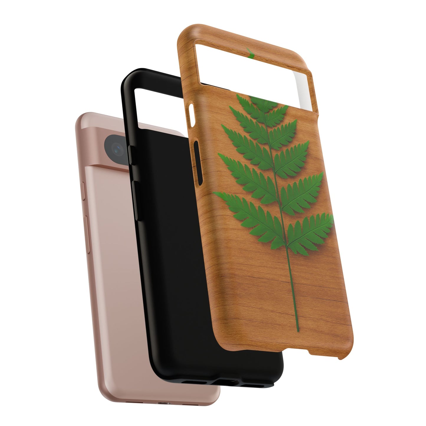 Wooden Fern Phone Case - Eco-Friendly Tough Cases for Nature Lovers, Unique Gift, Customizable Design, Nature-Themed Accessories