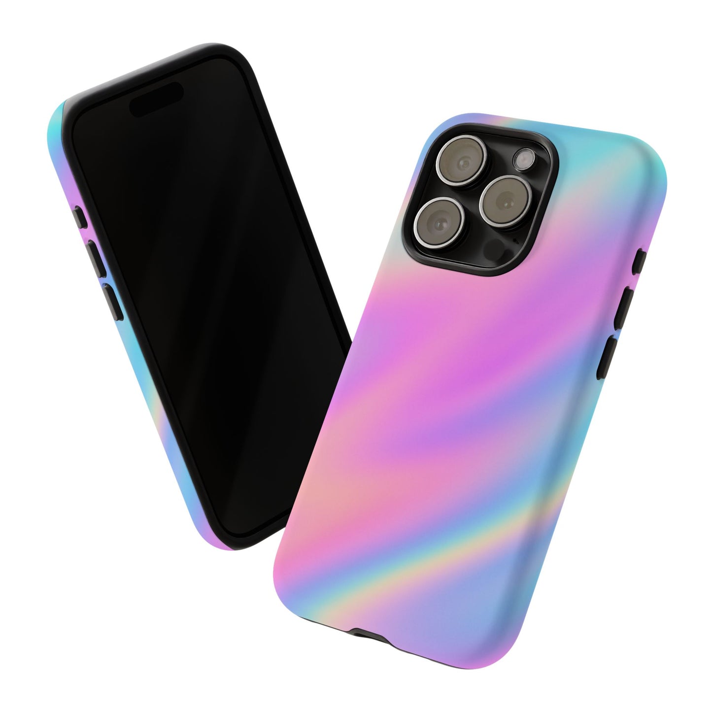Colorful Holographic Phone Case, Tough Cases for iPhone, Trendy Phone Cover, Unique Gift for Her, Pastel Phone Accessory