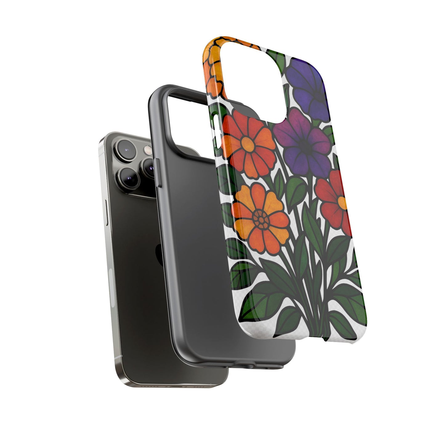 Floral Phone Case, Tough Cases with Colorful Flower Design, Gift for Flower Lovers, Summer Accessories, Trendy Phone Cover