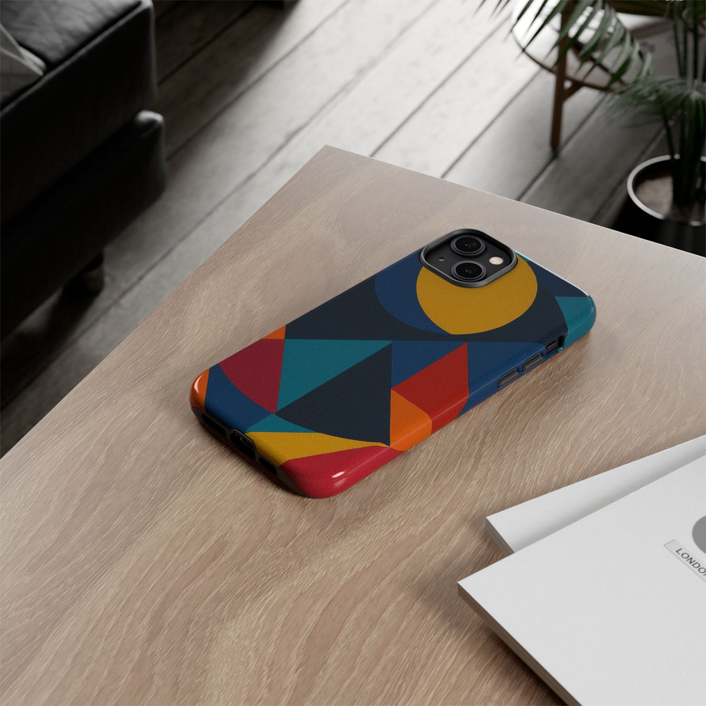 Vibrant Phone Case, Colorful Phone Cover, Geometric Design, Artistic Gift, Trendy Accessory, Vibrant Colors, Unique Design